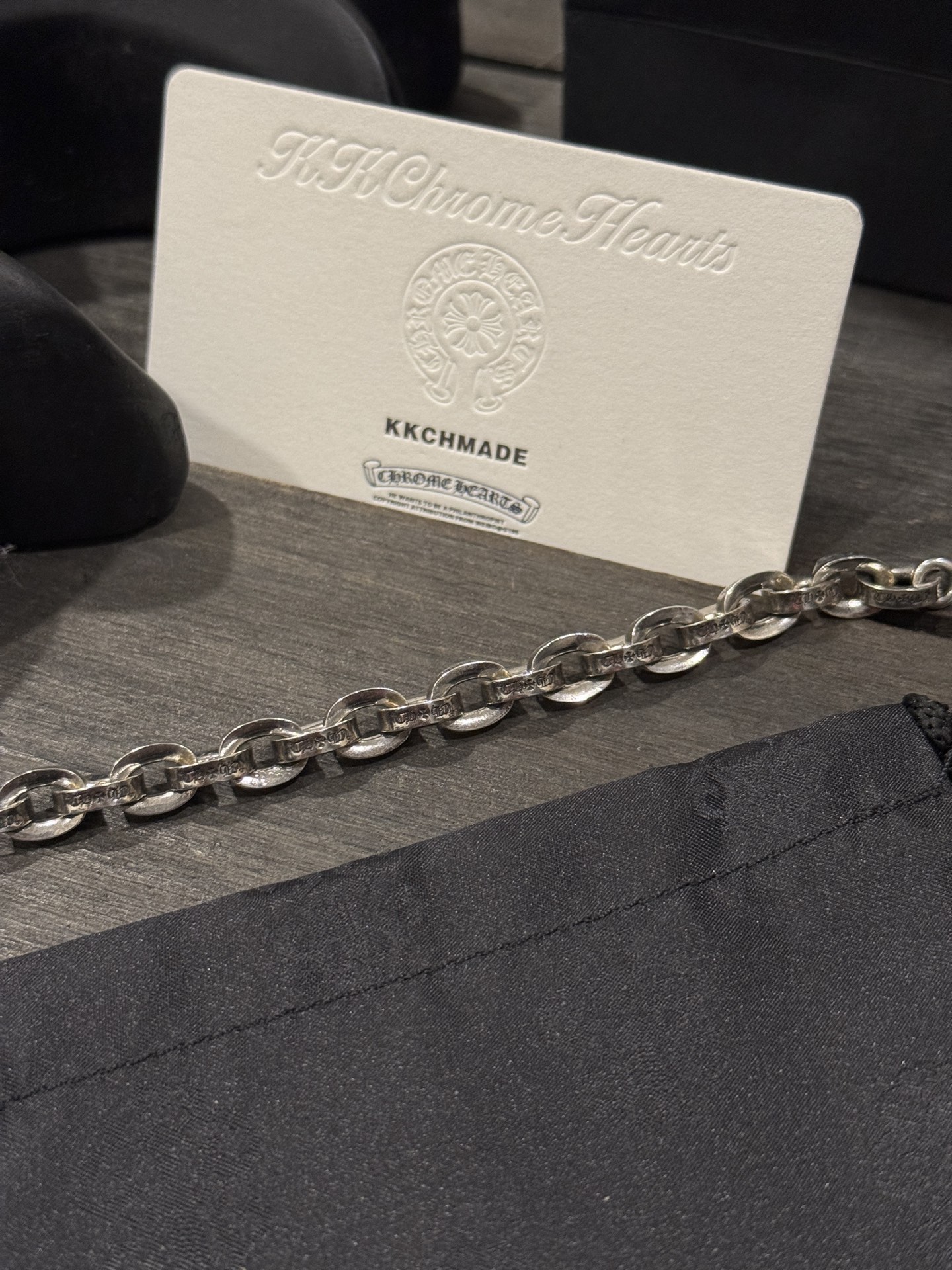 Custom-ordered bold letter bracelet - a must-have for tough guys.