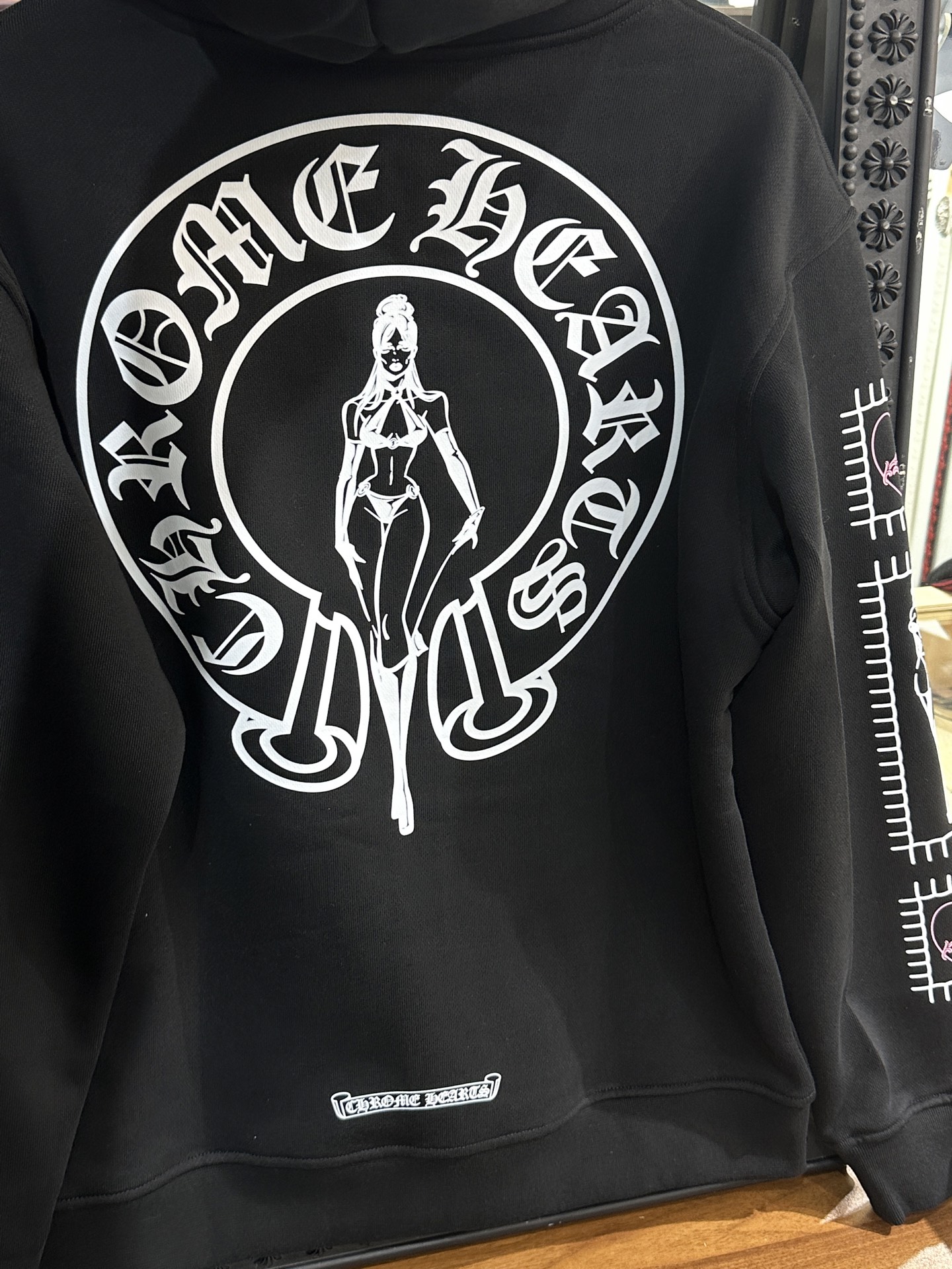 Chrome Hearts x Deadly Doll Latest Collaboration: Graffiti Horseshoe Zipper HoodieSize: S M L XL