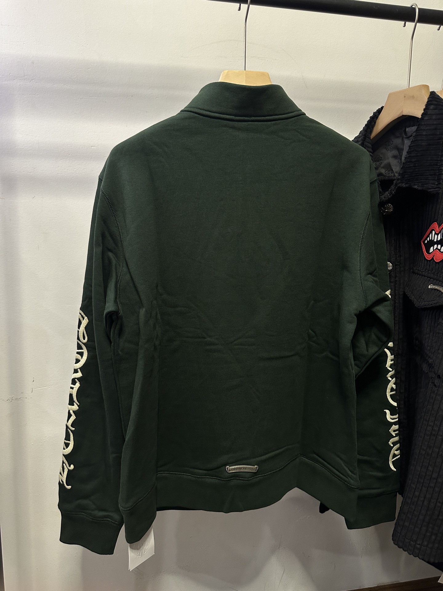 Chrome Hearts New Embroidered Sweatshirt/Hoodie, Olive Green. Exclusive stock, all hardware is original molded and silver-plated.Thin fleece lining. Custom-woven and dyed fabric with consistent heat treatment.Sizes S-XL