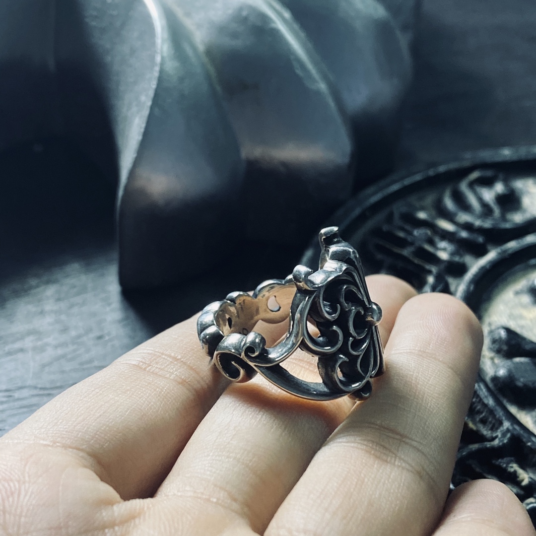 Authentic KK Chrome Hearts Curved Butterfly Flower Ring