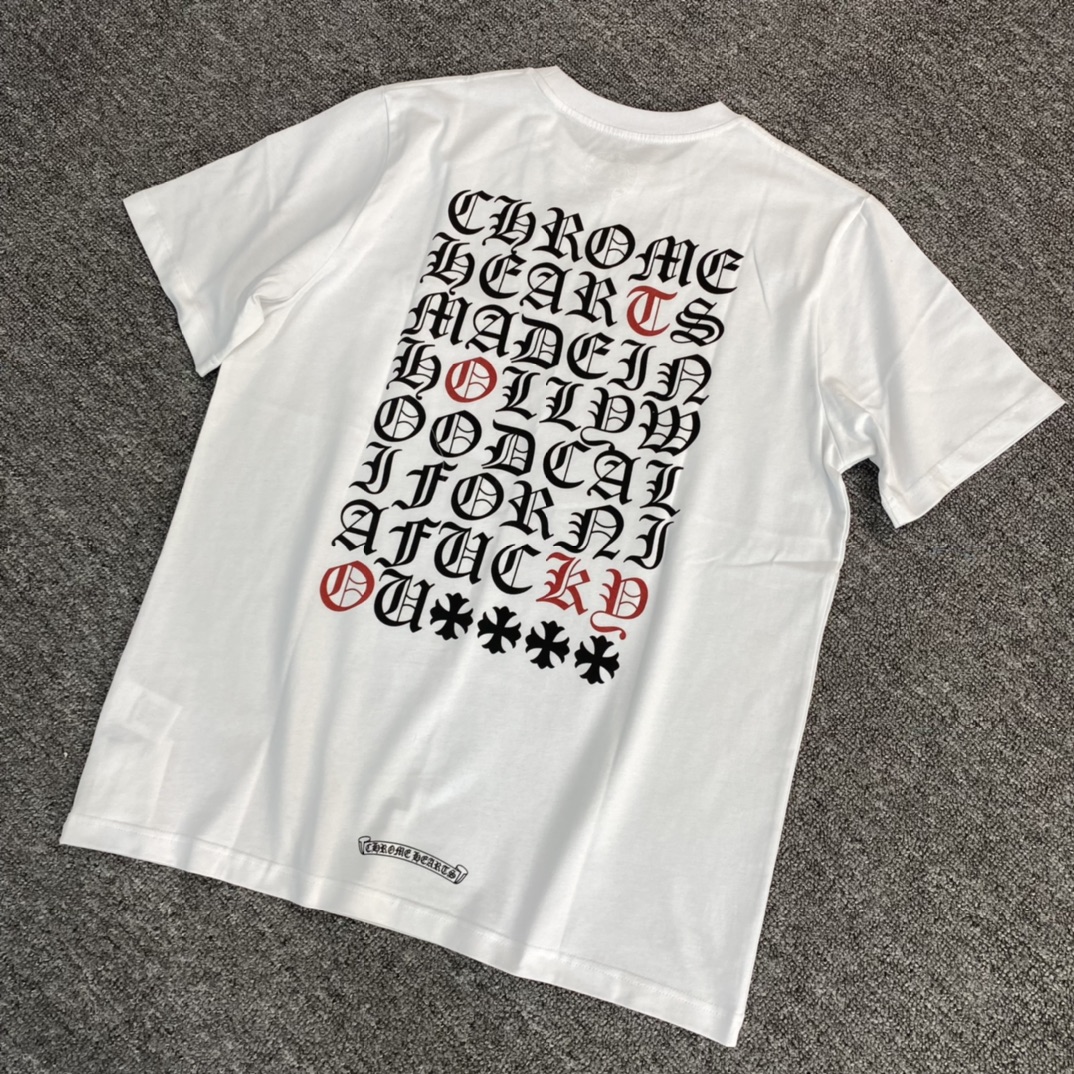 [Classic Reissue] Chrome Hearts Tokyo Limited Edition Sanskrit CH Short-Sleeve T-ShirtFabric: Custom-woven and dyed 40% count 230g pure cotton, single-sided reactive dyeingBulk stock available. Unisex styleSizes: S M L XL XXL