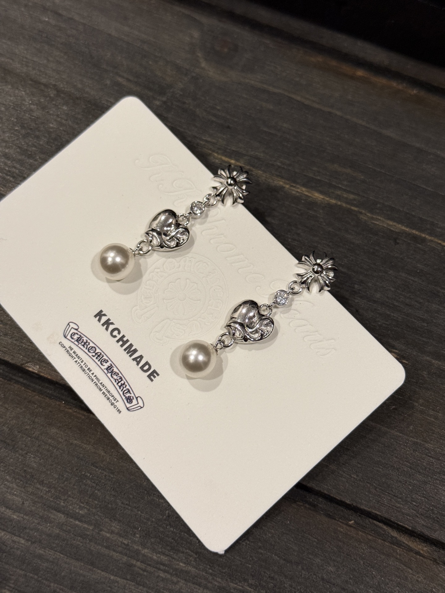 Miki x CH Century CollaborationHeart Cross Pearl Earrings 🆕