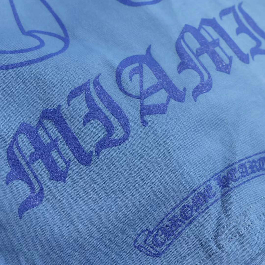 [New Arrival] New CH miami Miami Horseshoe Limited Edition Short-Sleeve T-Shirt. Retail price 5XXX. Custom-woven and dyed 26-count pure cotton, single-sided reactive dyeing, no color difference. Hand-printed with thermosetting oil. Limited edition T-