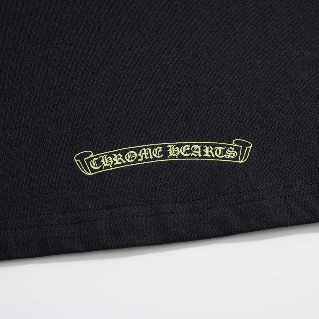 CH Chrome Hearts Fluorescent Letter Sanskrit Long-Sleeve T-ShirtCustom-made comfortable cotton fabric, chest pocket design, fluorescent Sanskrit print on the collar and sleevesSizes S-XL