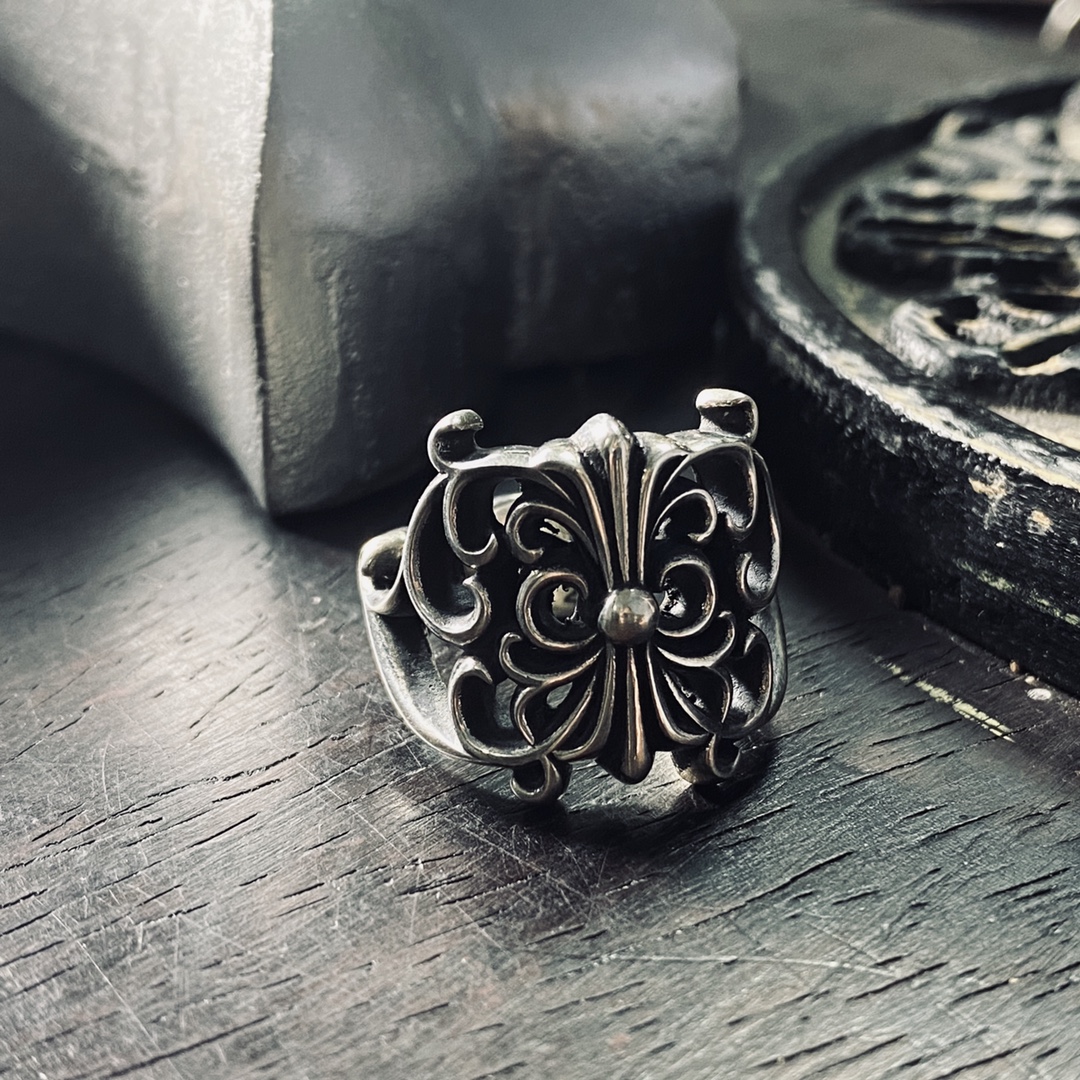 Authentic KK Chrome Hearts Curved Butterfly Flower Ring