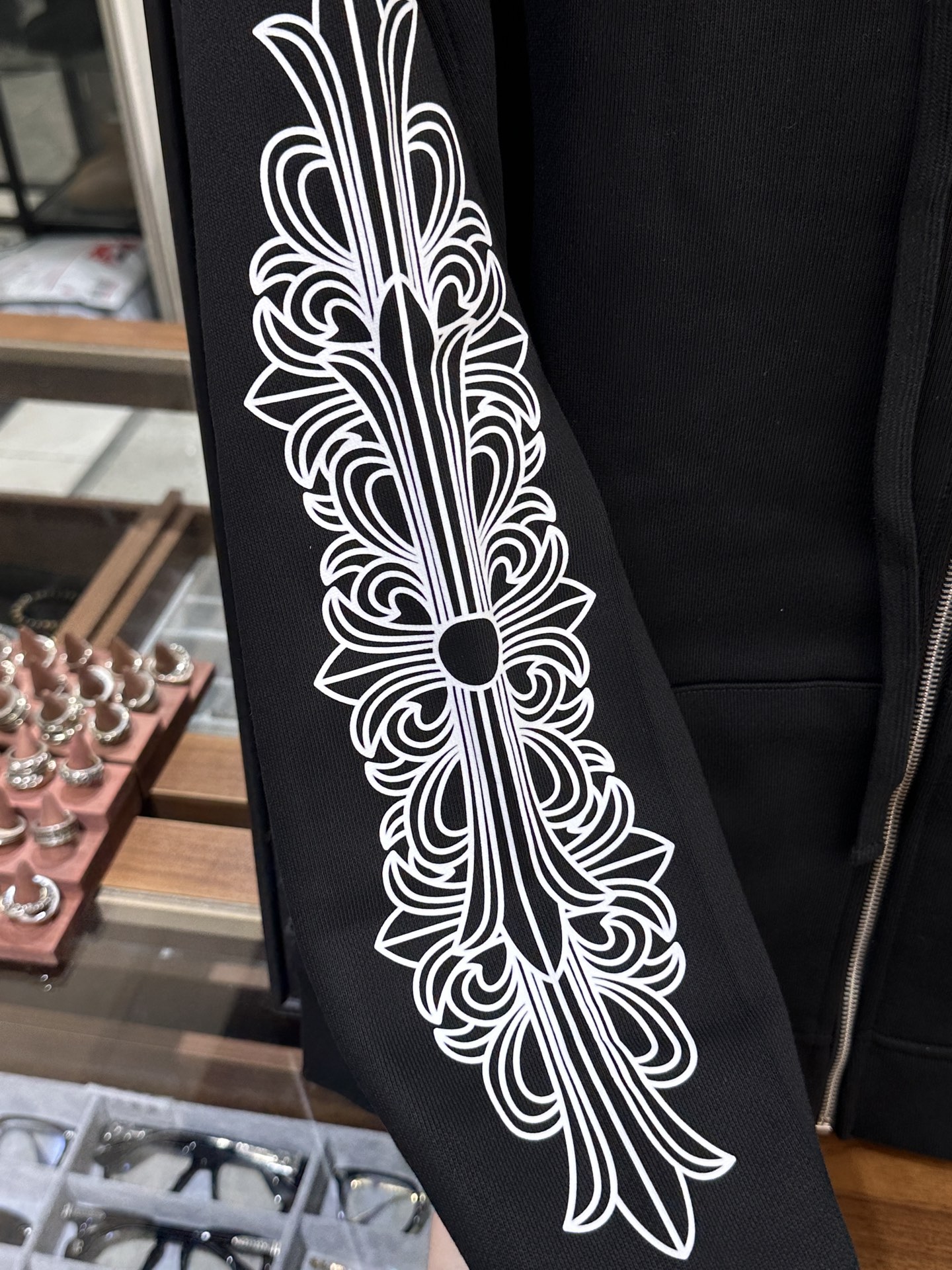 Chrome Hearts Horseshoe Vine Floral Sleeve Profanity Zipper HoodieSize: S M L XL