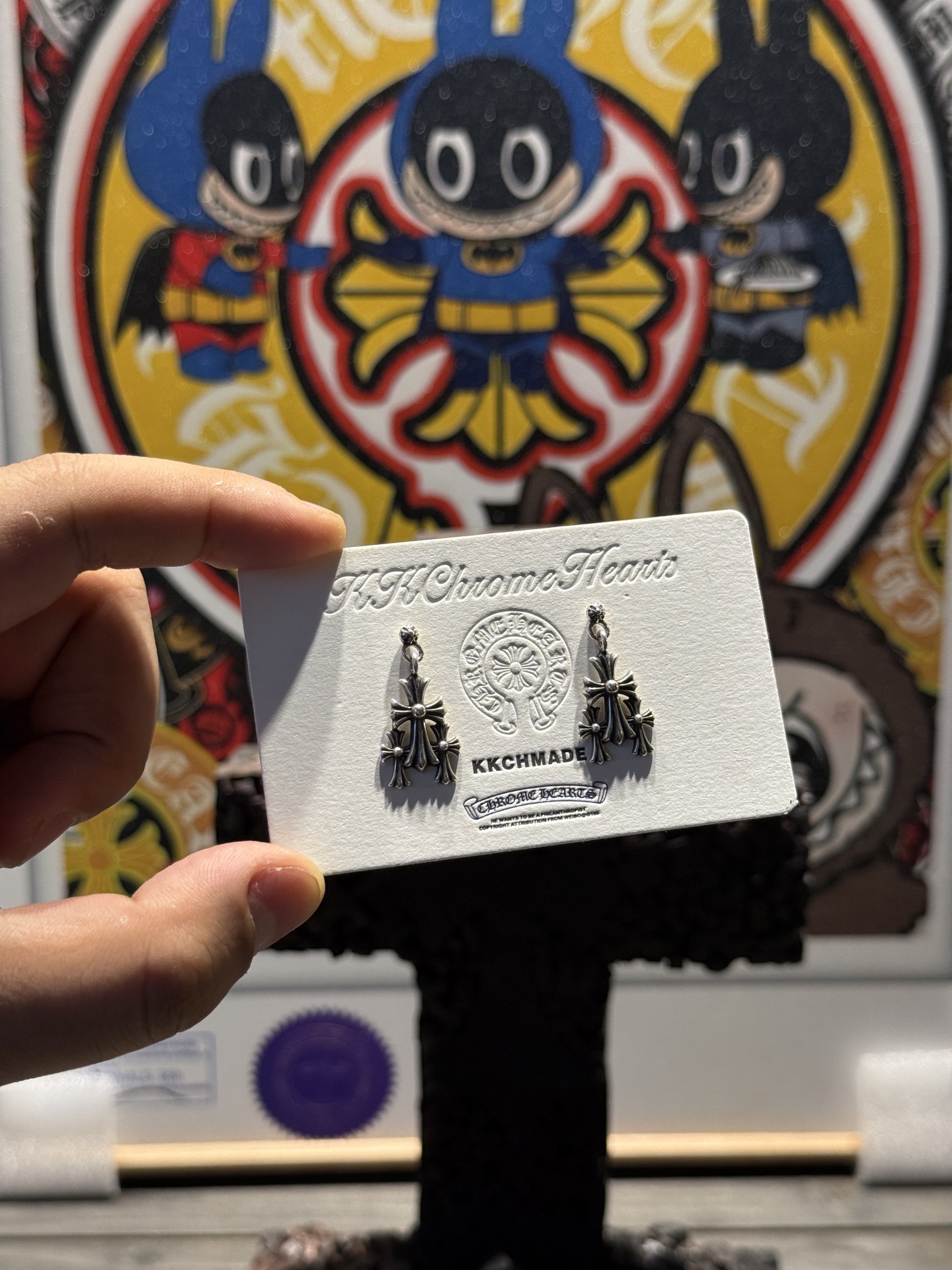 Three-cross earrings, limited stock available.