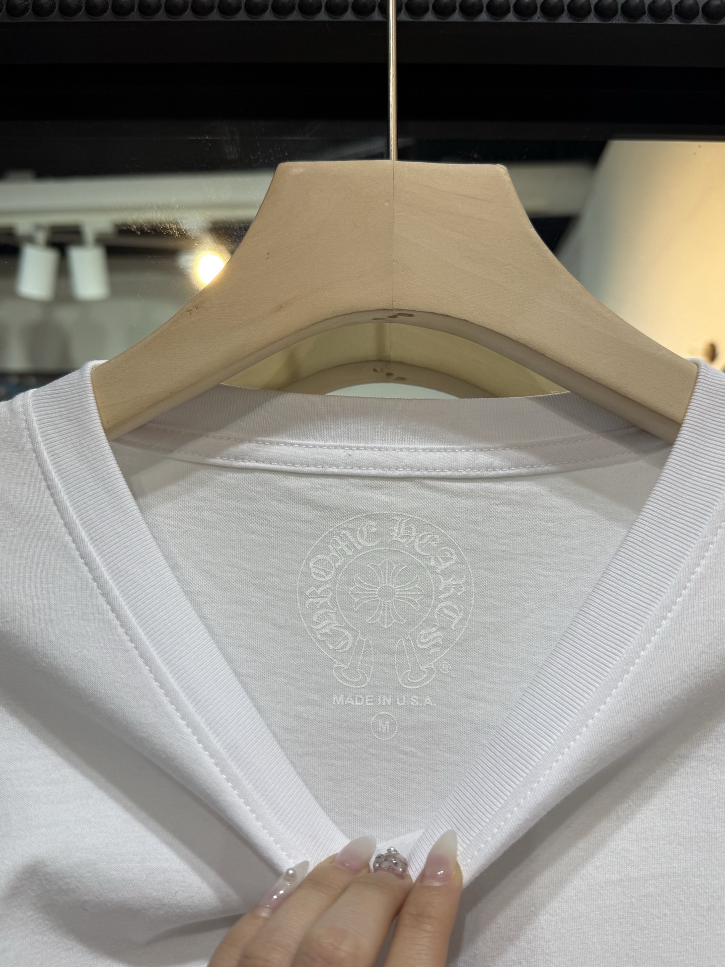 Chrome Hearts Pink Double-Sleeve Cross Vine Back Horseshoe T-Shirt, White Long-SleeveSize: S M L XL