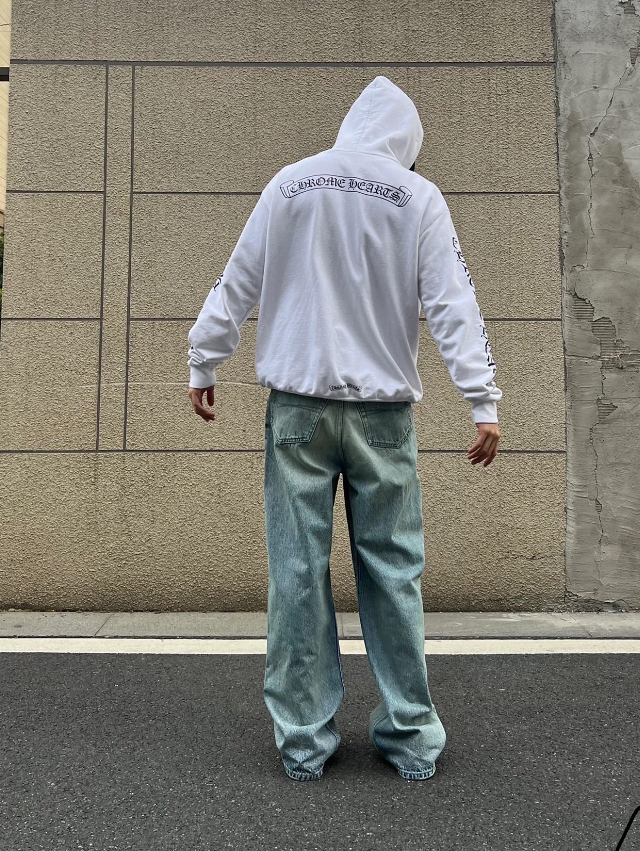 Chrome Hearts White Zip-Up Jacket with Sanskrit LogoSize: S M L XL