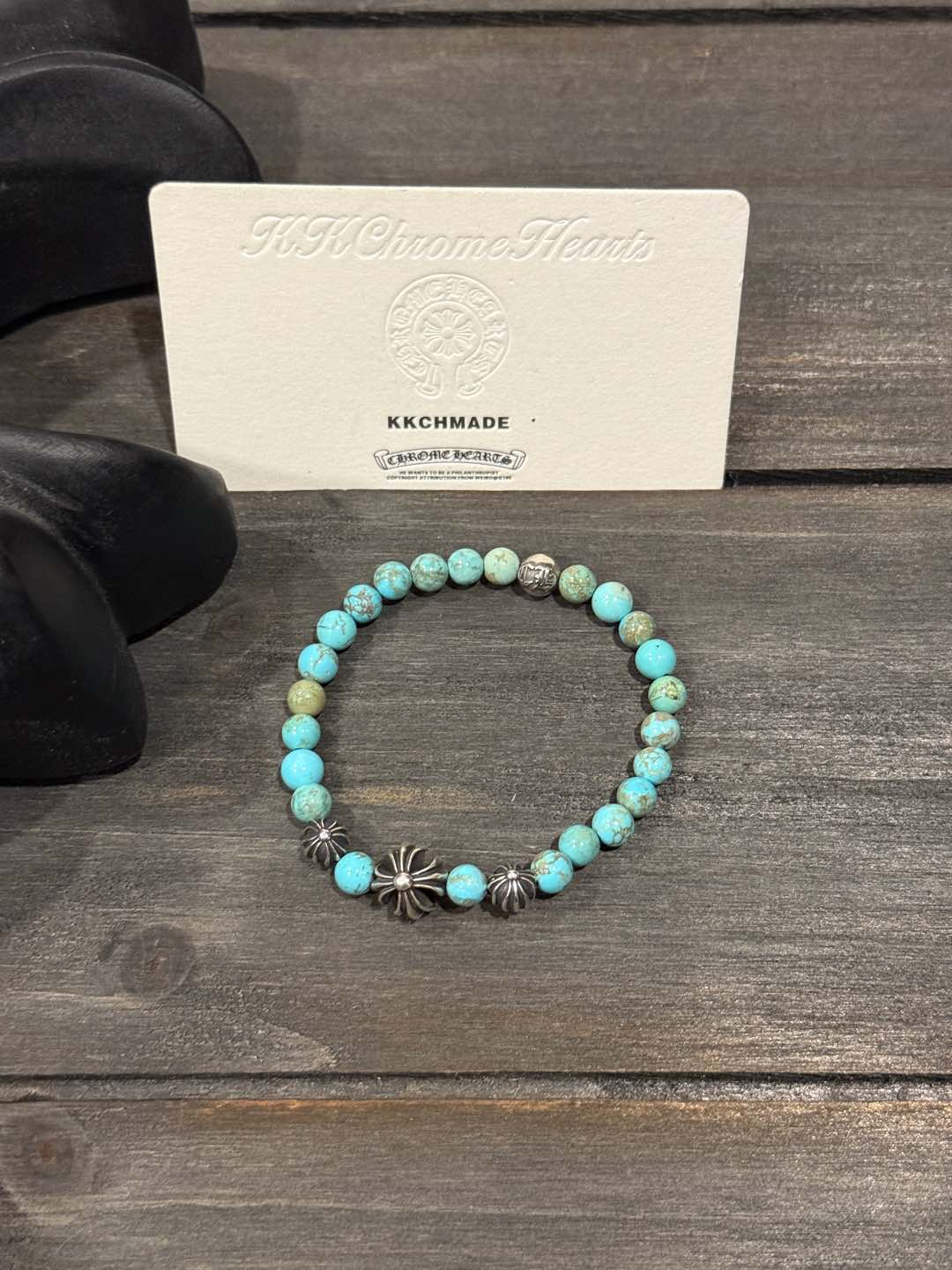 Customer order: 4-bead turquoise cross-pattern bracelet
