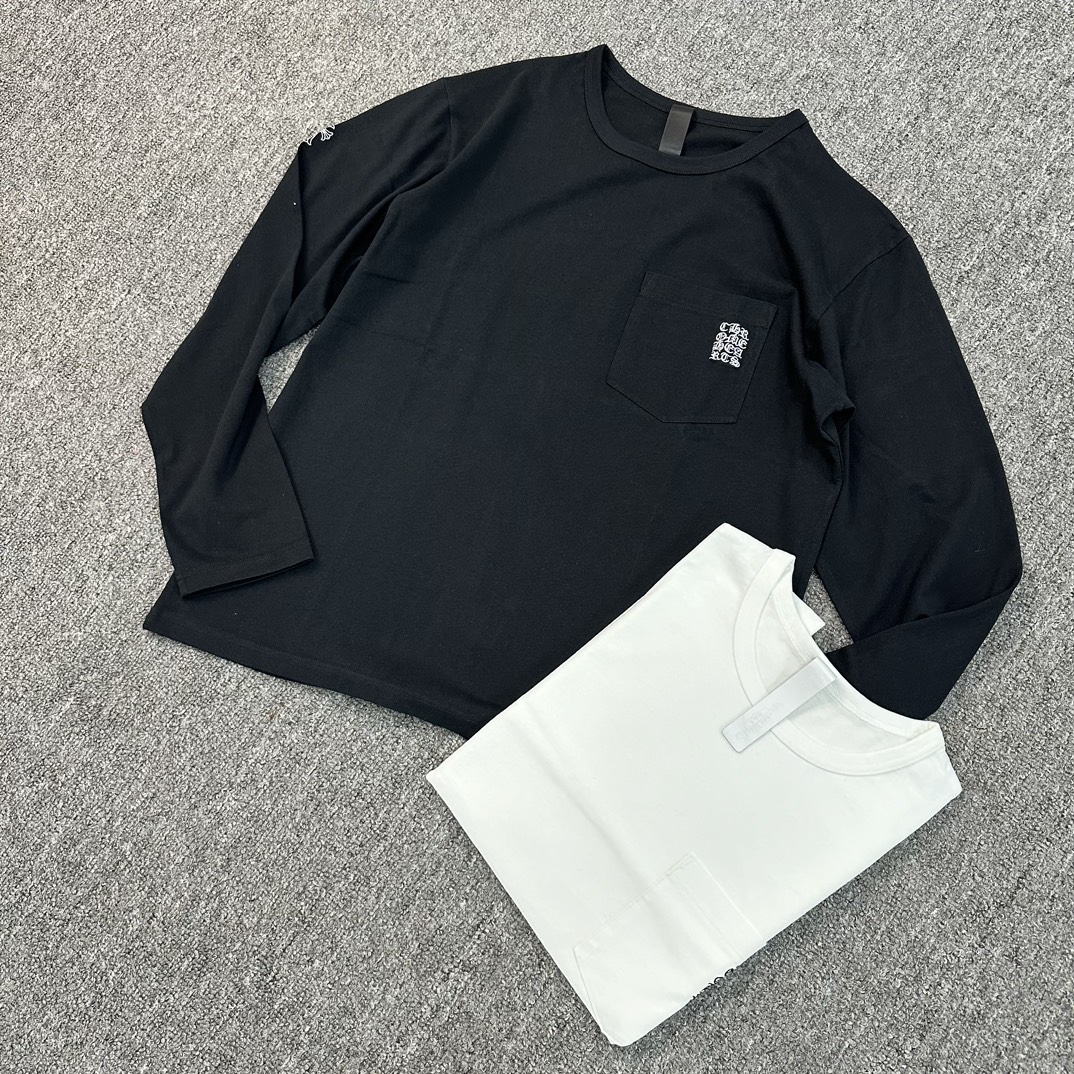 Chrome Hearts Sanskrit Embroidered Logo Long-Sleeve ShirtFabric: Custom-woven and dyed 40% twill 230g pure cotton single-sided reactive fabric, sheepskin logo label, bound collar, full embroidery. Bulk stock available. Unisex.Sizes: S, M, L, XL