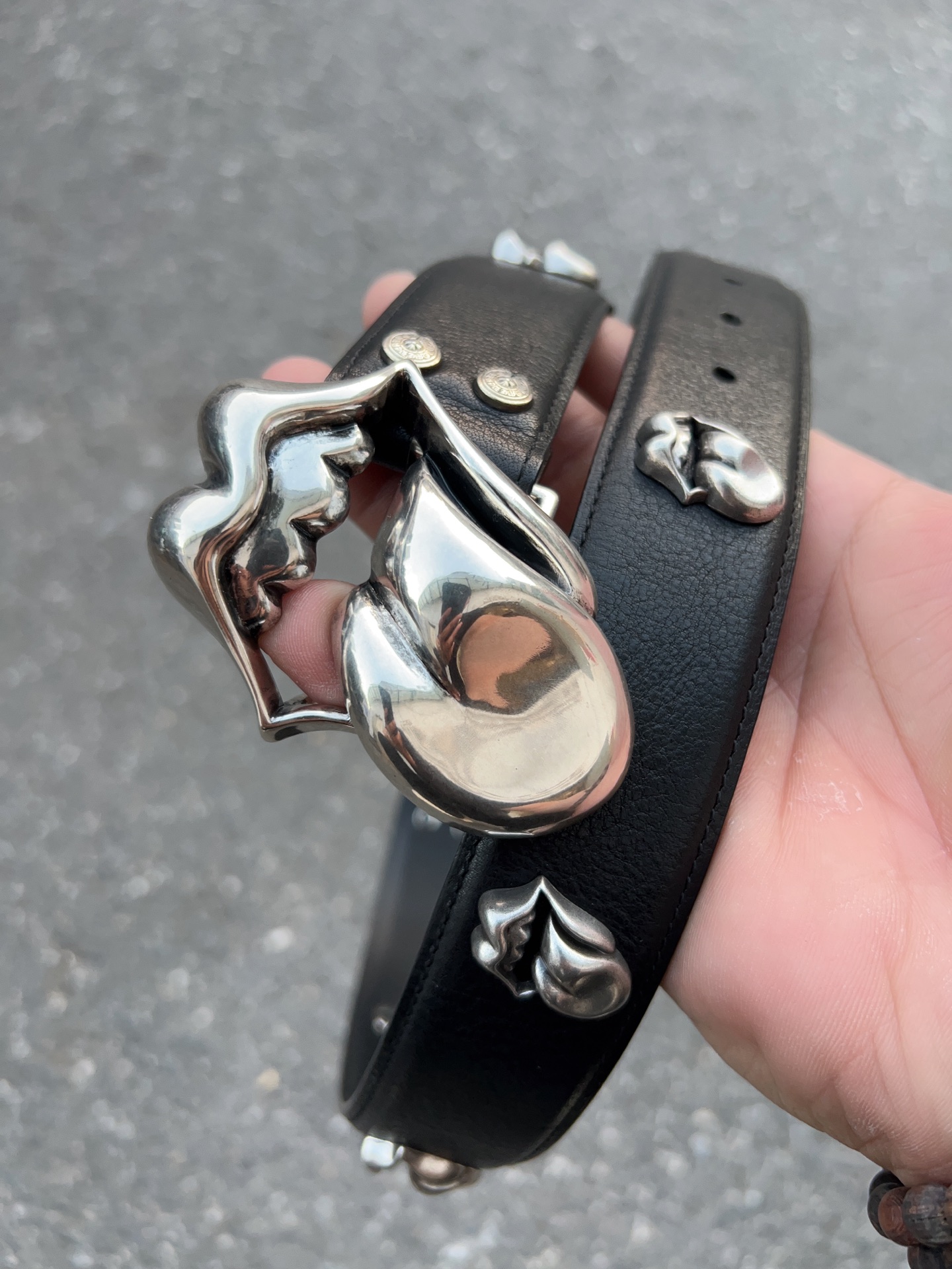Chrome Hearts classic Rolling Stone tongue with Rolling Stone tongue belt
