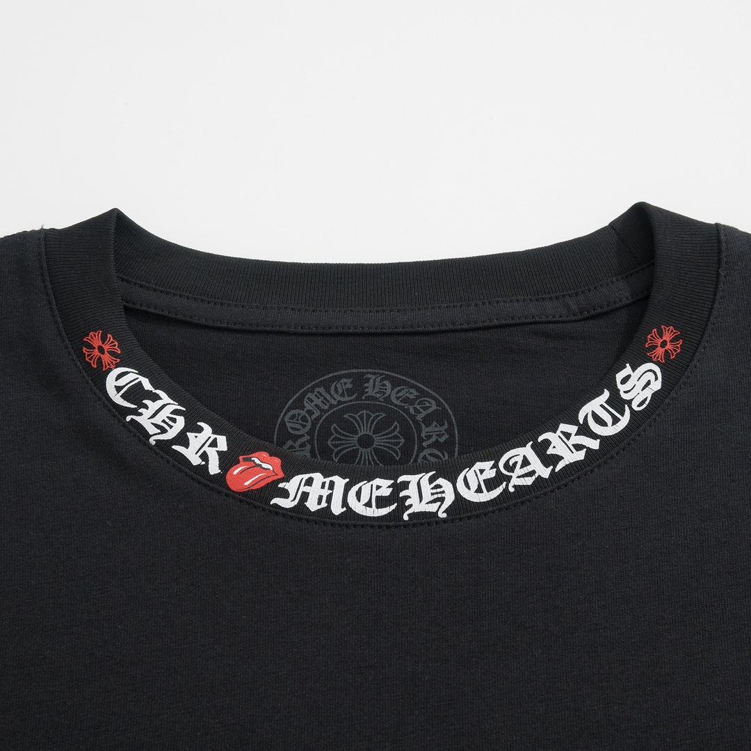 CH Chrome Hearts Las Vegas Limited Edition Rolling Stones T-ShirtMaterial: 200g 21S fine cotton plain weave. Printing involves nearly ten film prints, all using imported materials and produced on an oval machine to ensure stability. Custom silver la