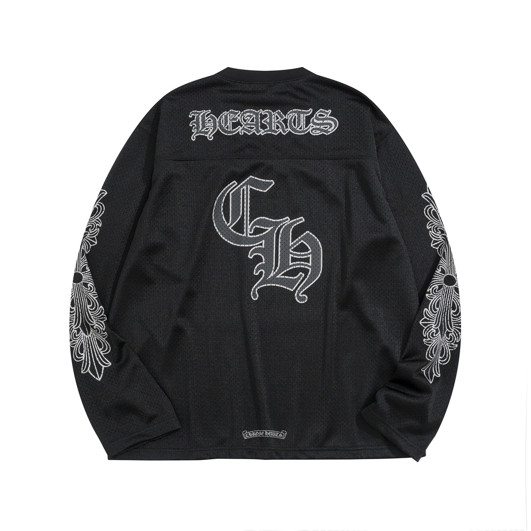 CH 2023FW Chrome Hearts Mesh Double-Layer Sports Suit Ice Hockey Suit. Imported mesh fabric, thick and substantial feel. Features multiple classic logo prints. Sizes S, M, L.