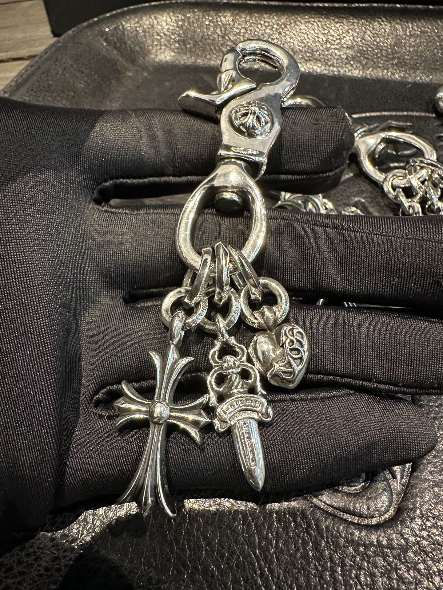 Limited stock available. Rare three-pendant keychain.