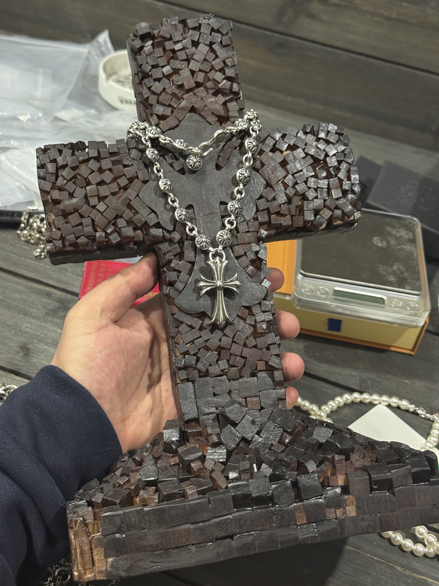 Customer order 🔝 Water drop cross flower ball binding chain, super heavy weight