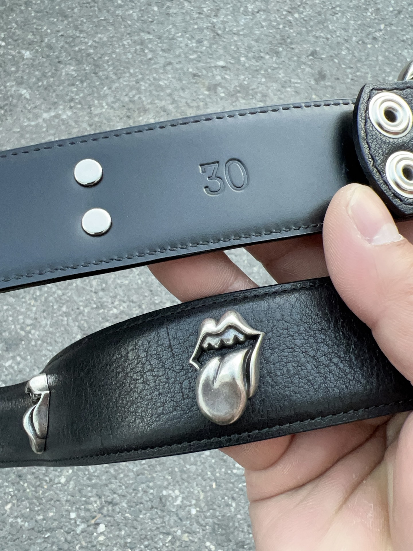 Chrome Hearts classic Rolling Stone tongue with Rolling Stone tongue belt