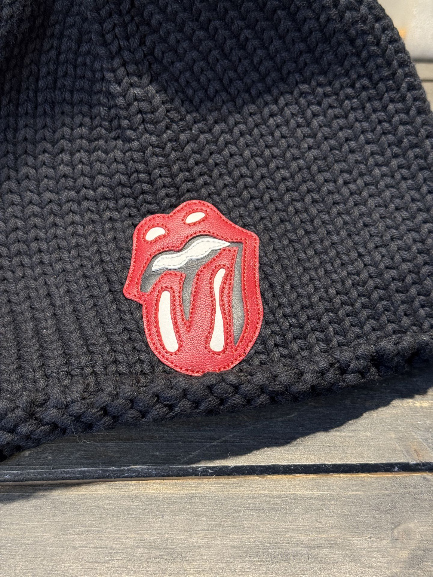 Custom-ordered Rolling Stone Tongue Beanie with Sterling Silver Buckle and Top-Tier Car Emblem