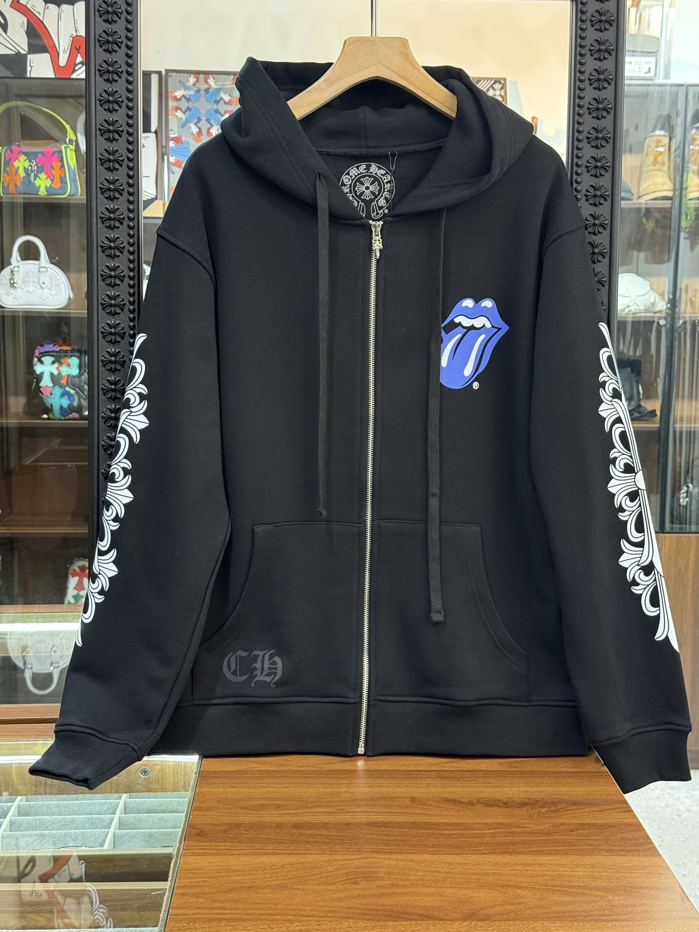 Chrome Hearts Rolling Stone Blue Tongue Collaboration Zip-Up HoodieSizes: S M L XL