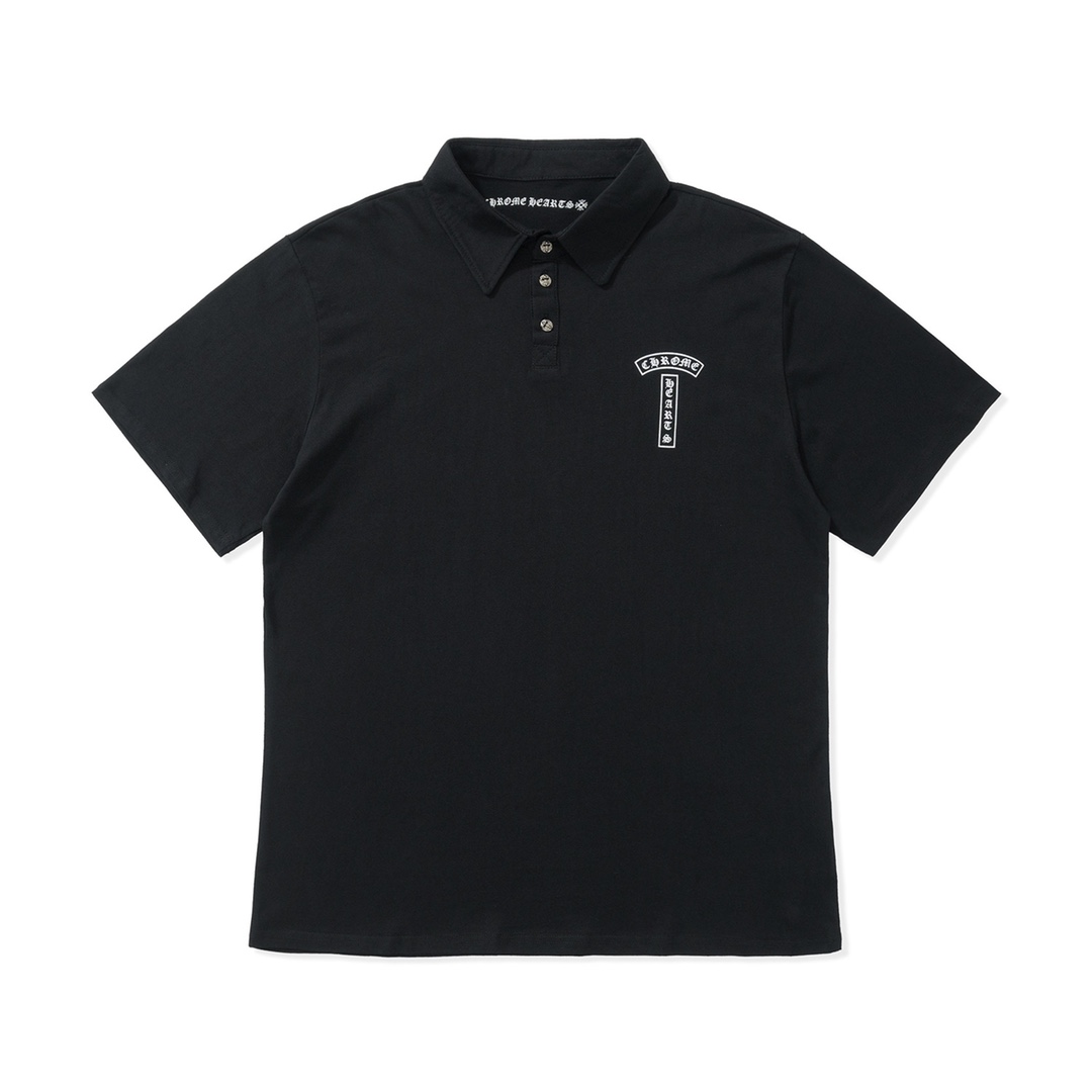 CH Chrome Hearts 24SS Sanskrit Print Polo ShirtMade from custom-woven and dyed 220g pure cotton, soft and comfortable to the touch, very skin-friendly, versatile and simple. The collar and chest prints use imported ink for 3D printing with consiste