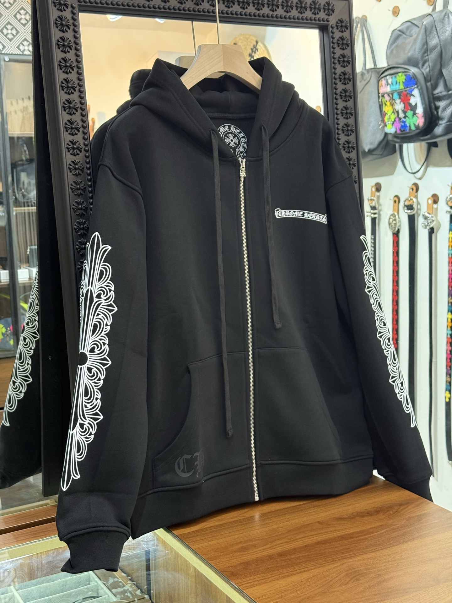 Chrome Hearts Aspen Limited Edition Graffiti Scroll Floral Sleeve Zipper HoodieSize: S M L XL