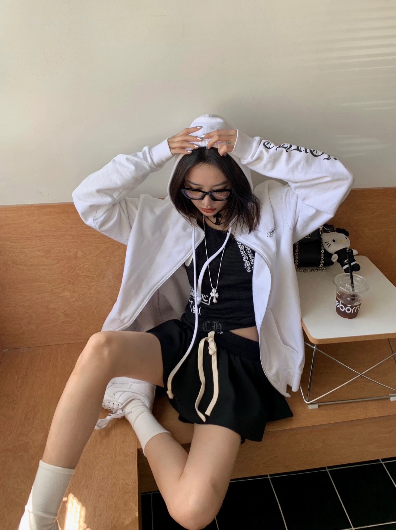 Chrome Hearts White Zip-Up Jacket with Sanskrit LogoSize: S M L XL