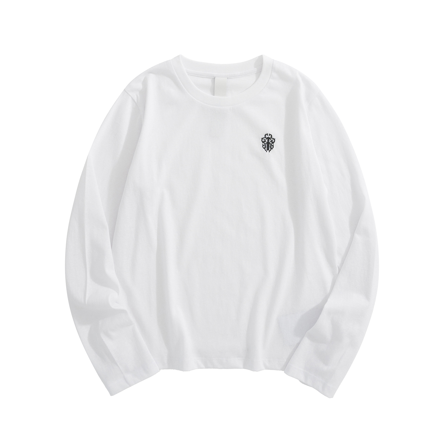 CH Chrome Hearts Sword Embroidered Long-Sleeve Base Layer T-Shirt, Women'sCustom-dyed fabric, cowhide collar label, sword embroidery on the chest, Sanskrit embroidery and cross embroidery on the backSizes S, M, L