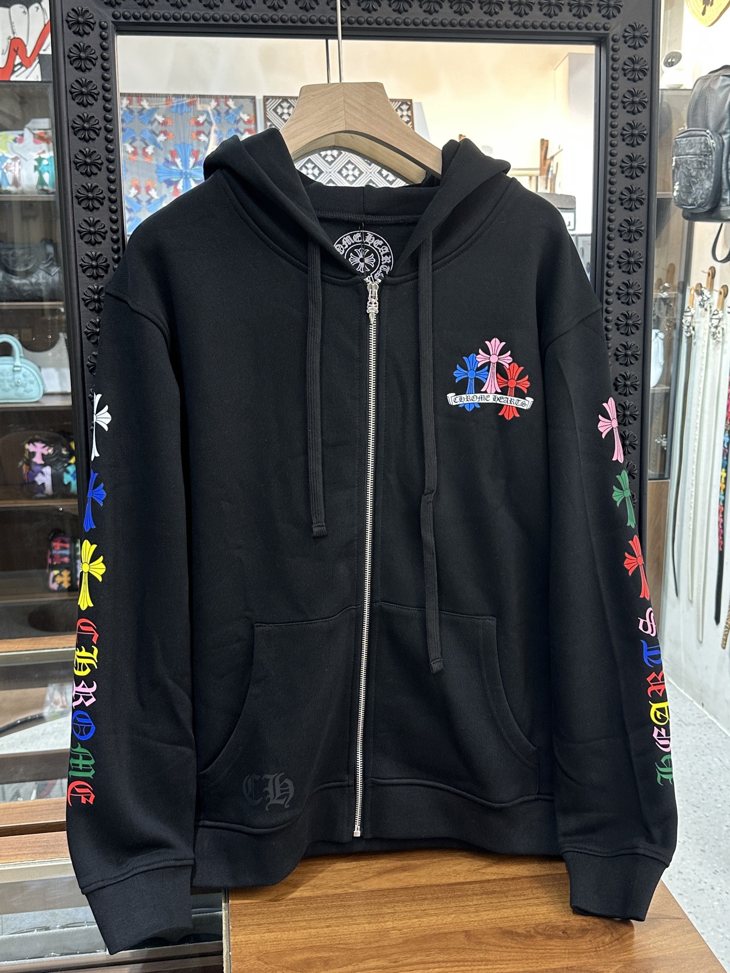 Chrome Hearts Rainbow Phantom Cross Black Zip-Up HoodieSize: S M L XL
