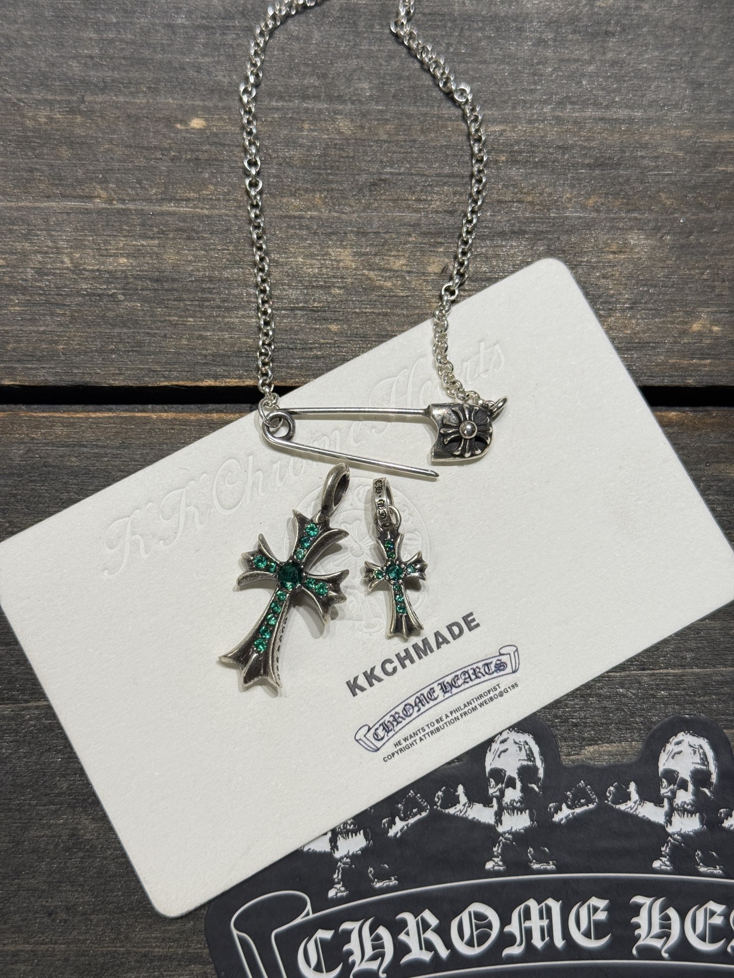 925 Sterling Silver, Green Diamond Double Cross Inlay, Top-Tier Setting and Engraving Details – Outshines All Others on the Market, the Best in China, Bar None