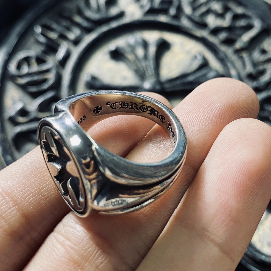 Authentic KK Chrome Hearts Cross Signet Ring