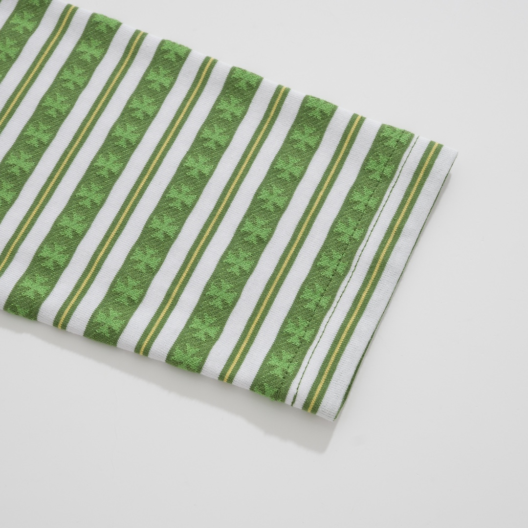 New Arrival: Chrome Hearts C2023FW CH Jacquard Striped Polo Long-Sleeve T-Shirt. Custom-dyed jacquard cross fabric, four colors available. Custom buttons on the neckline, embroidered chest, custom-dyed ribbed fabric. Sizes: S-L. Unisex.