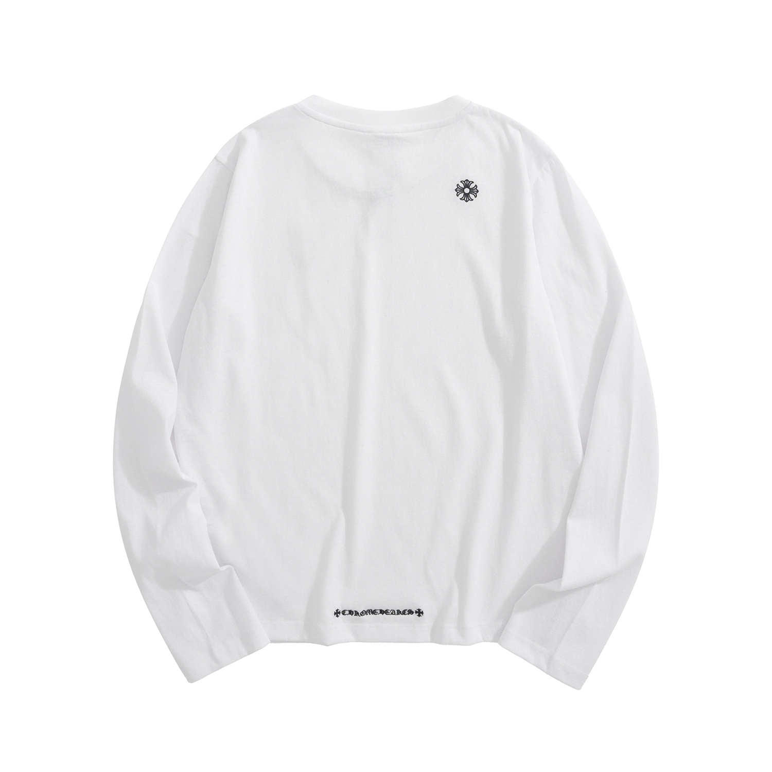 CH Chrome Hearts Sword Embroidered Long-Sleeve Base Layer T-Shirt, Women'sCustom-dyed fabric, cowhide collar label, sword embroidery on the chest, Sanskrit embroidery and cross embroidery on the backSizes S, M, L