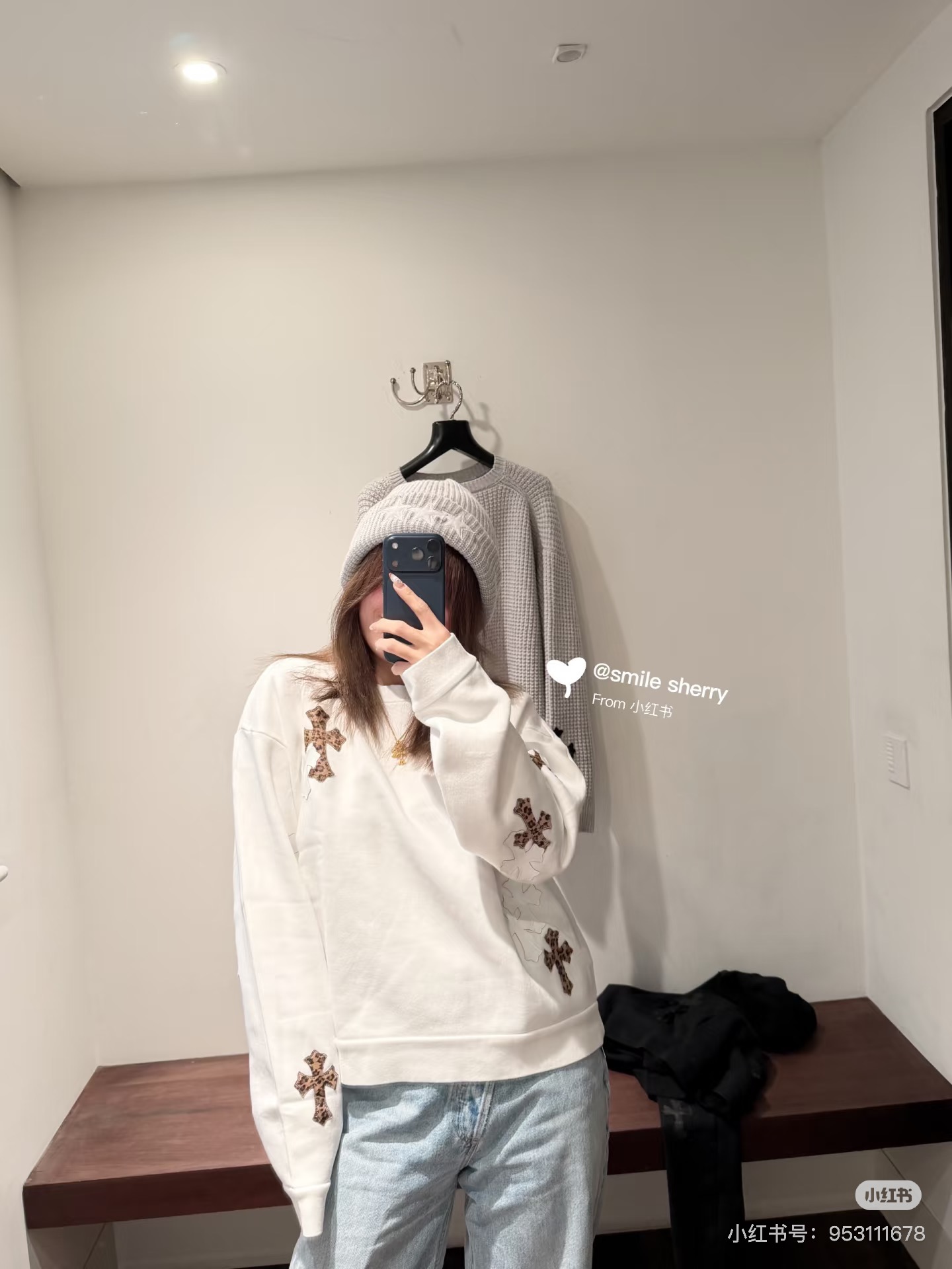 Chrome Hearts New Limited Edition White Leopard Print Patent Leather Cross Patchwork Sweatshirt with Horse Hair Cross PatchworkSize: S M L