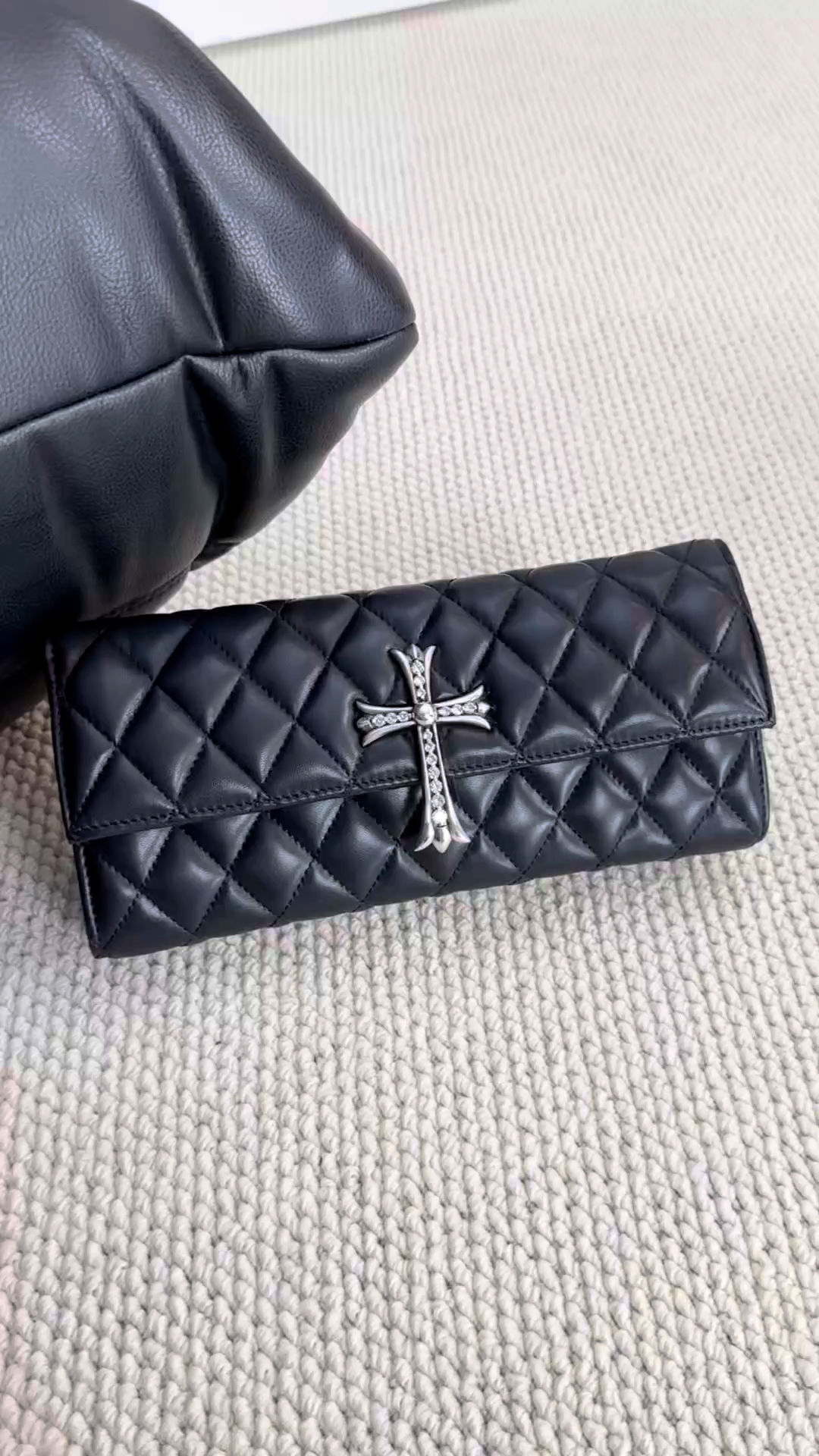 CH Diamond-Studded Cross Quilted Evening Clutch