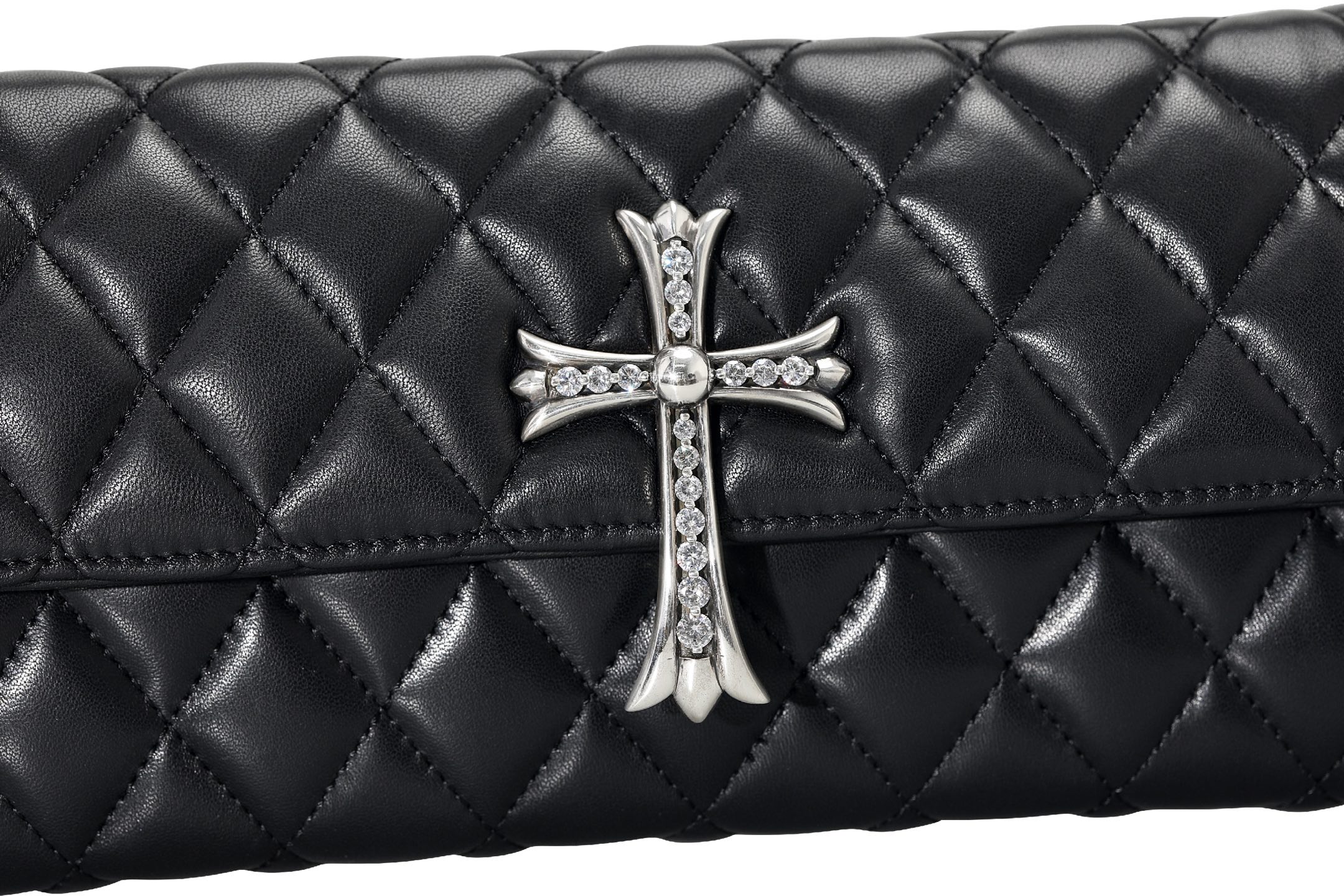 CH Diamond-Studded Cross Quilted Evening Clutch