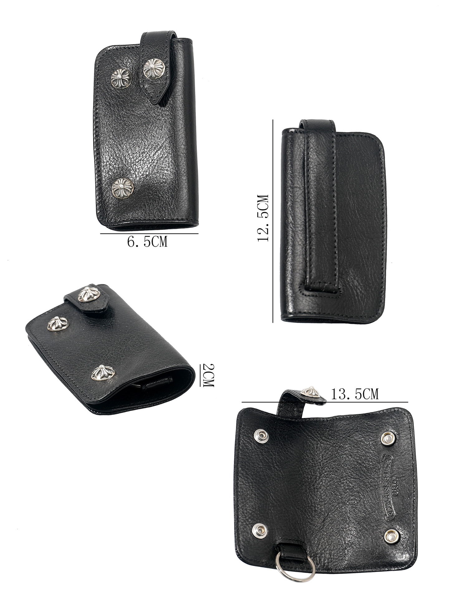 CH-round-nail cowhide key case