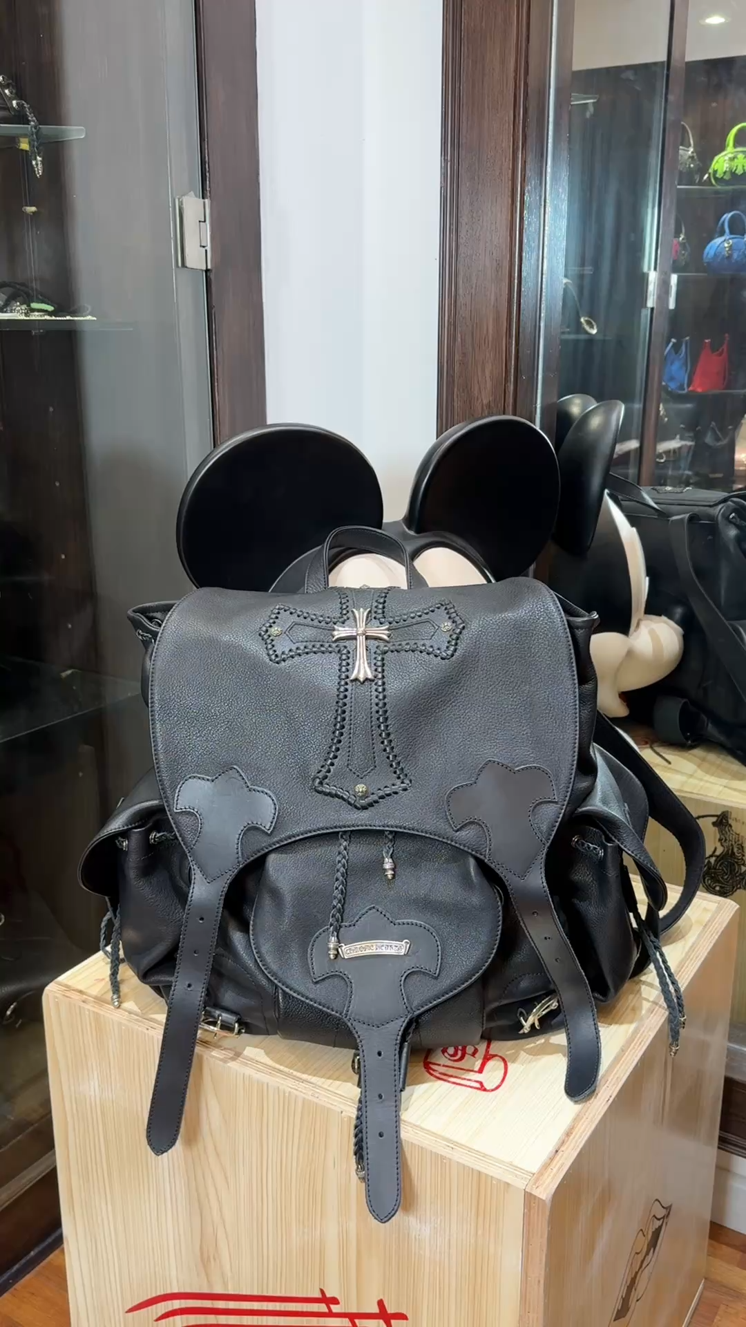 CH Backpack Cross Large Cross Woven Leather Backpack