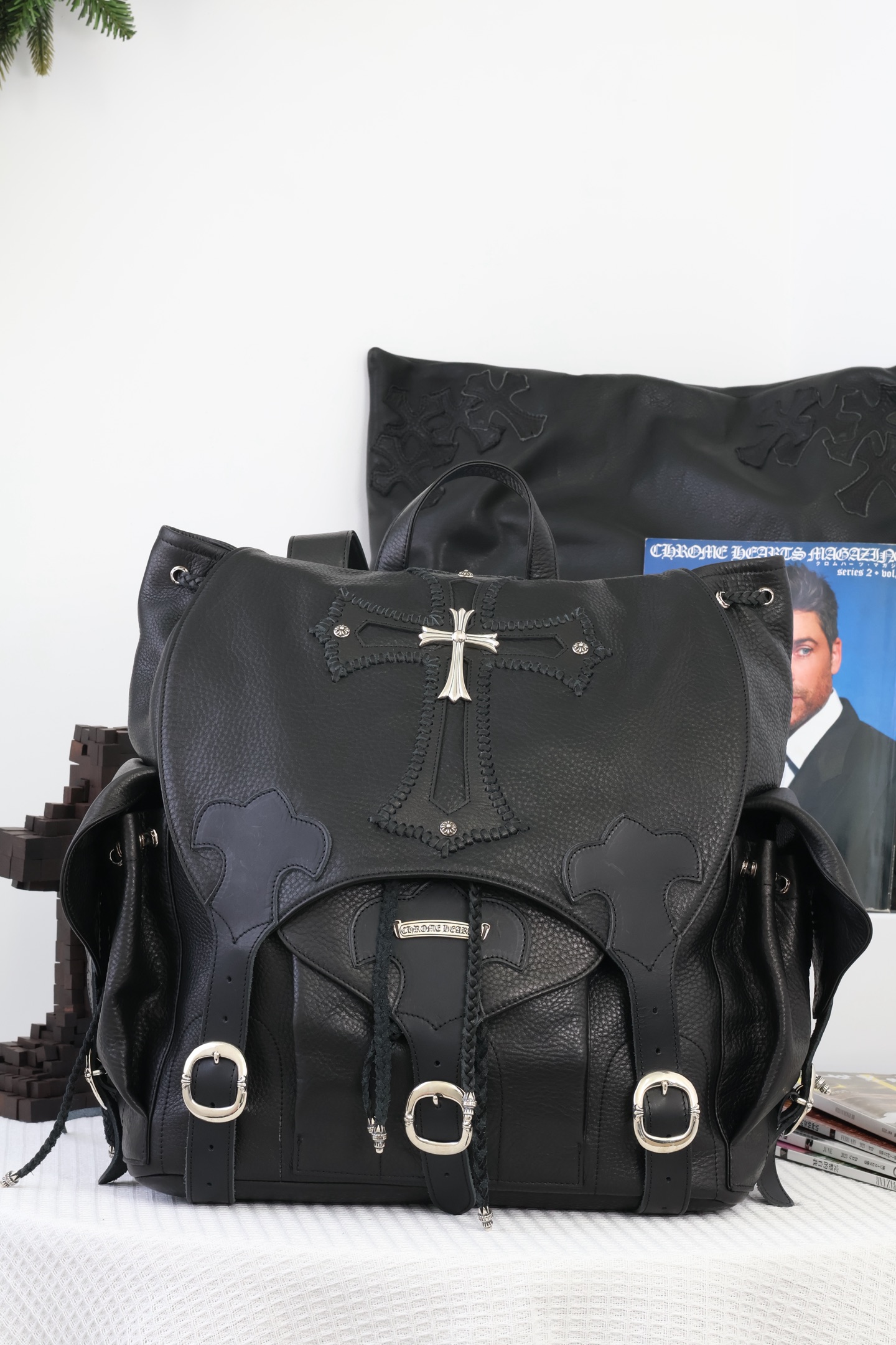 CH Backpack Cross Large Cross Woven Leather Backpack