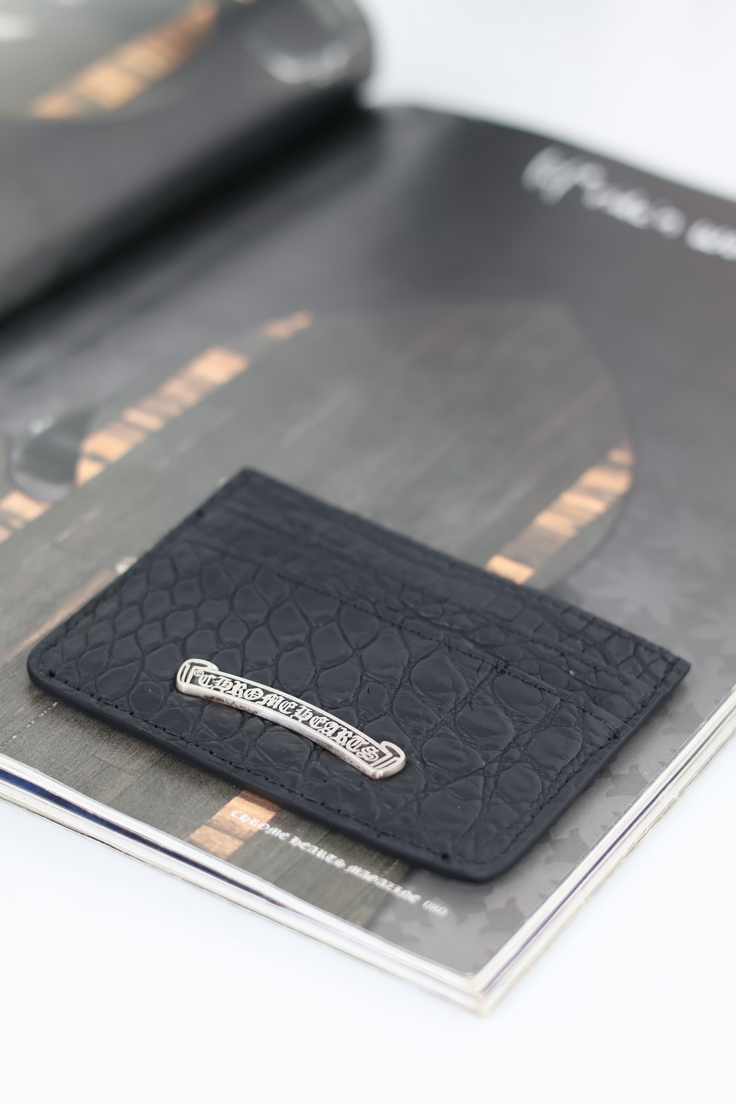 CH Crocodile leather card holder
