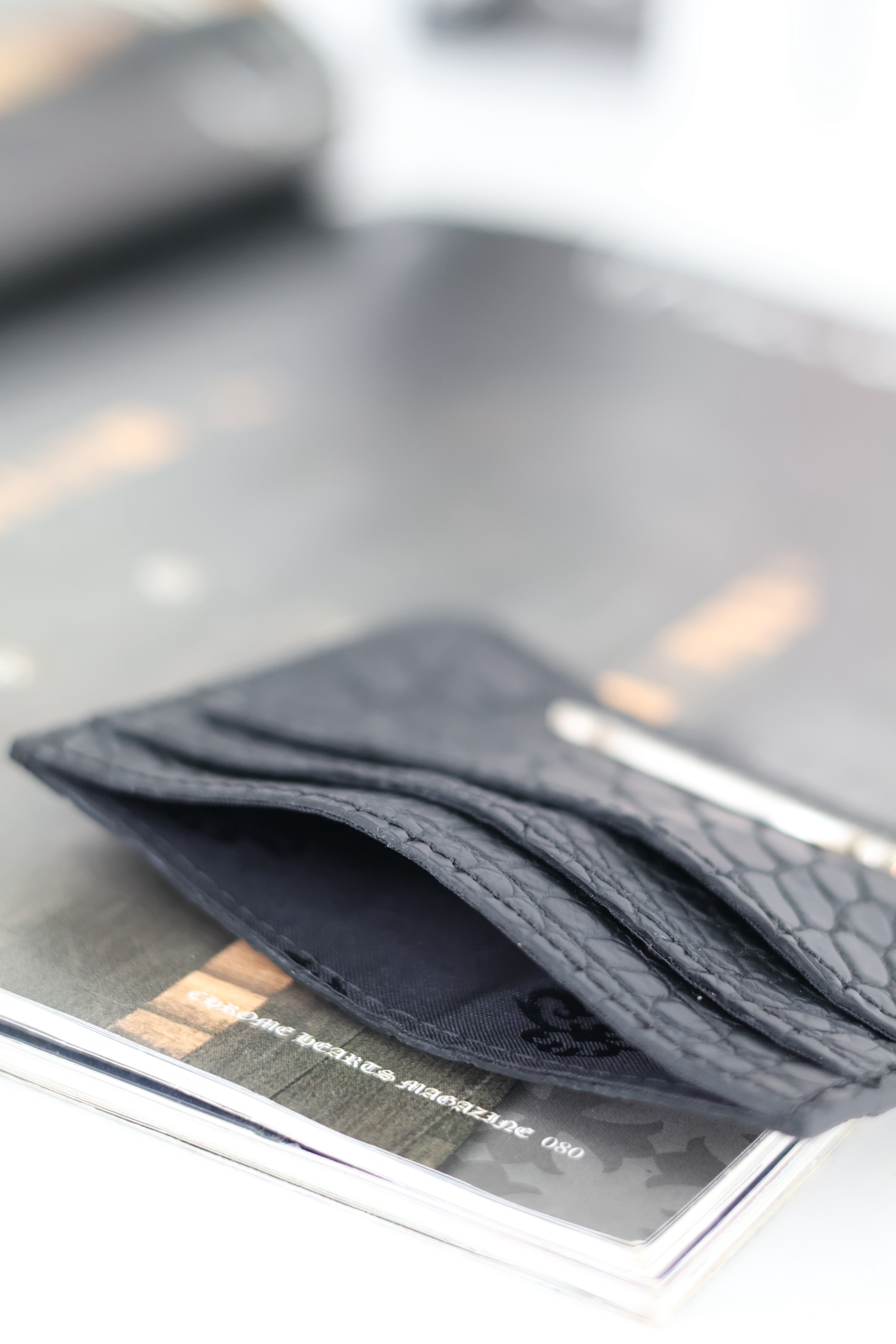 CH Crocodile leather card holder