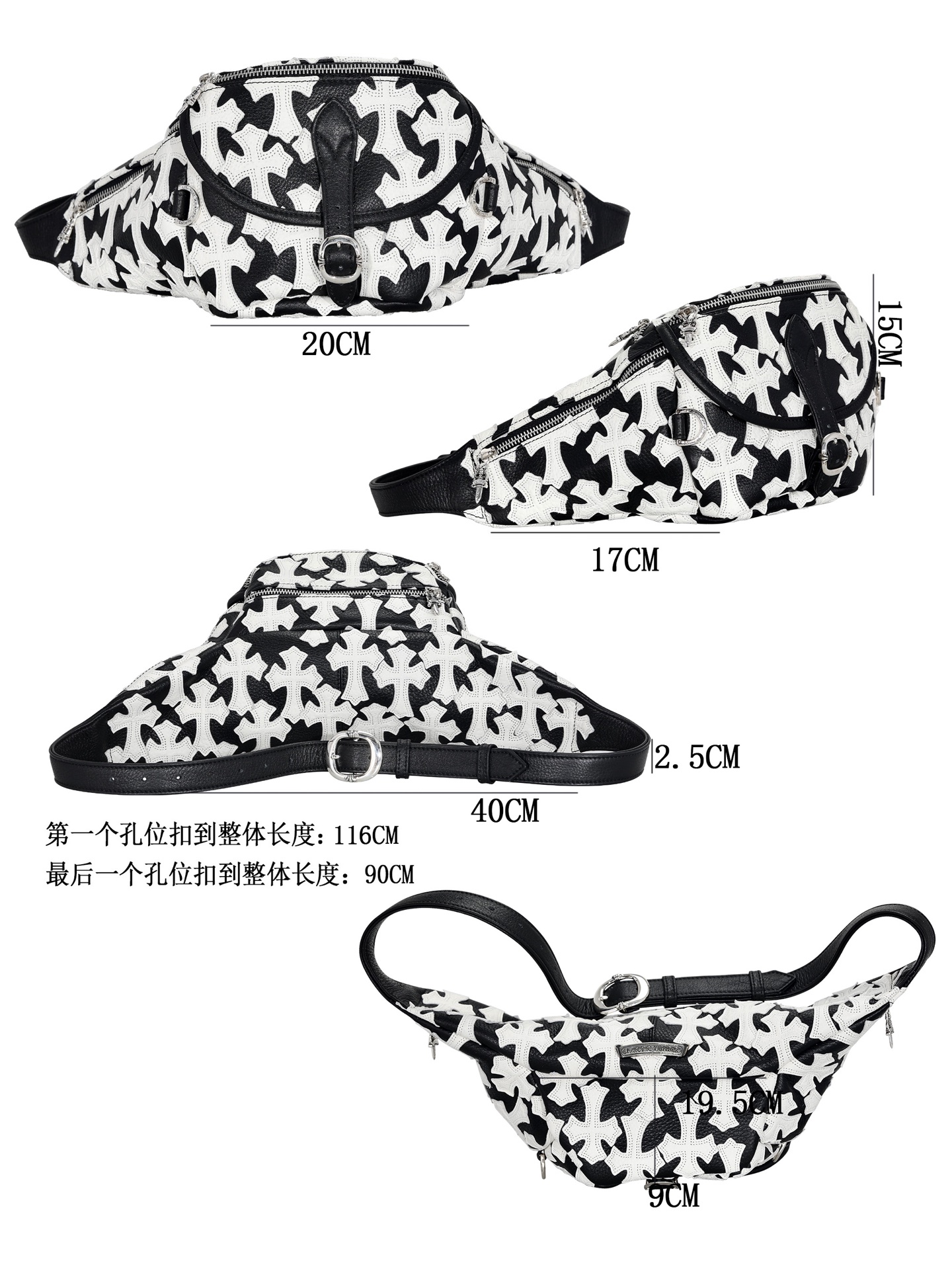 CH_ Snat Pack Classic Medium Waist Bag/Crossbody Bag (Black and White)