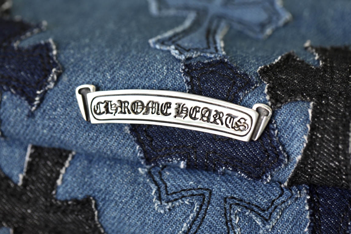 CH｜Denim Cross-Pattern Leather Waist Bag/Crossbody Bag ◻️CHENSE Cowboy Patches Snat Pack