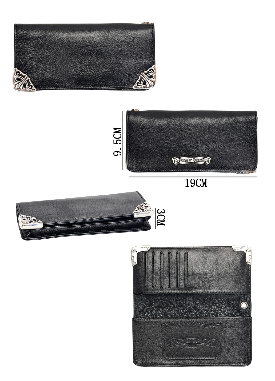 CH Rounded-edge long flip-top wallet