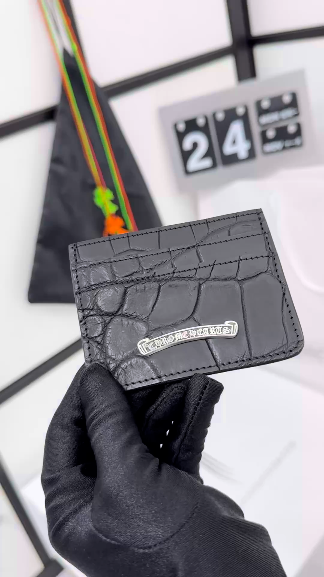 CH Crocodile leather card holder