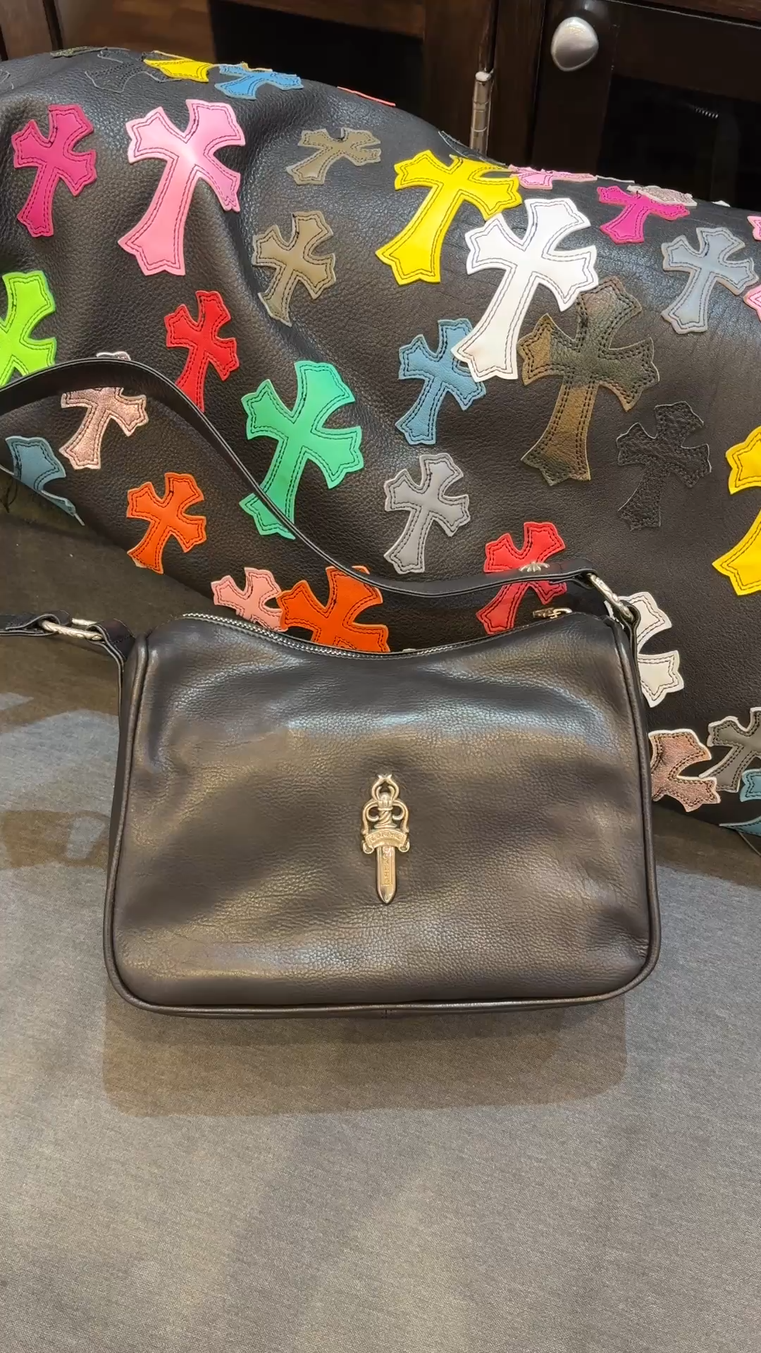 CH_ Large Black Chicken Nugget Shoulder Bag