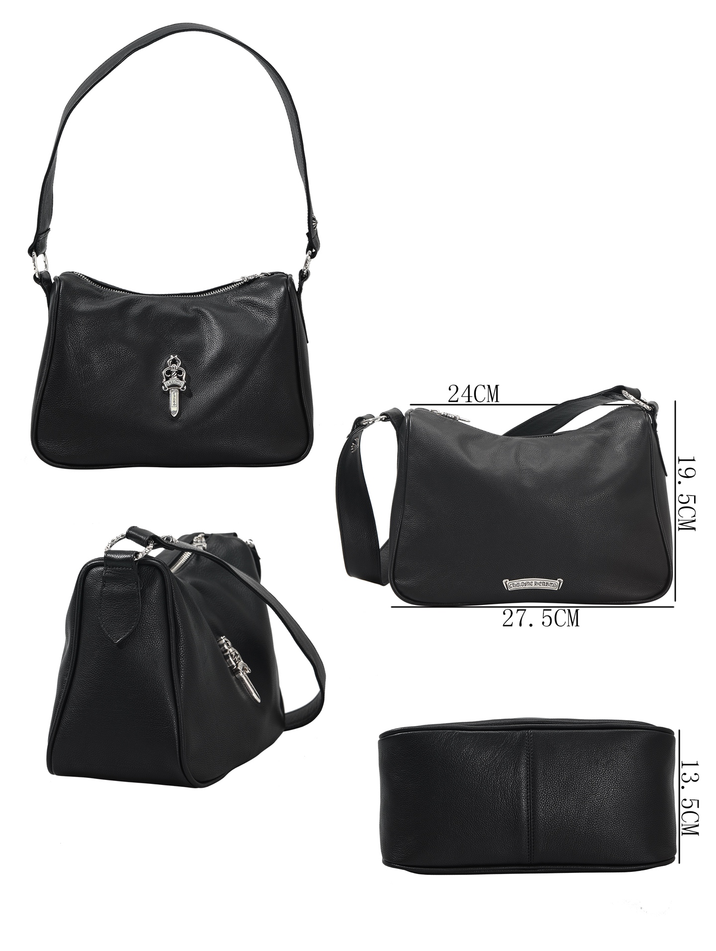 CH_ Large Black Chicken Nugget Shoulder Bag