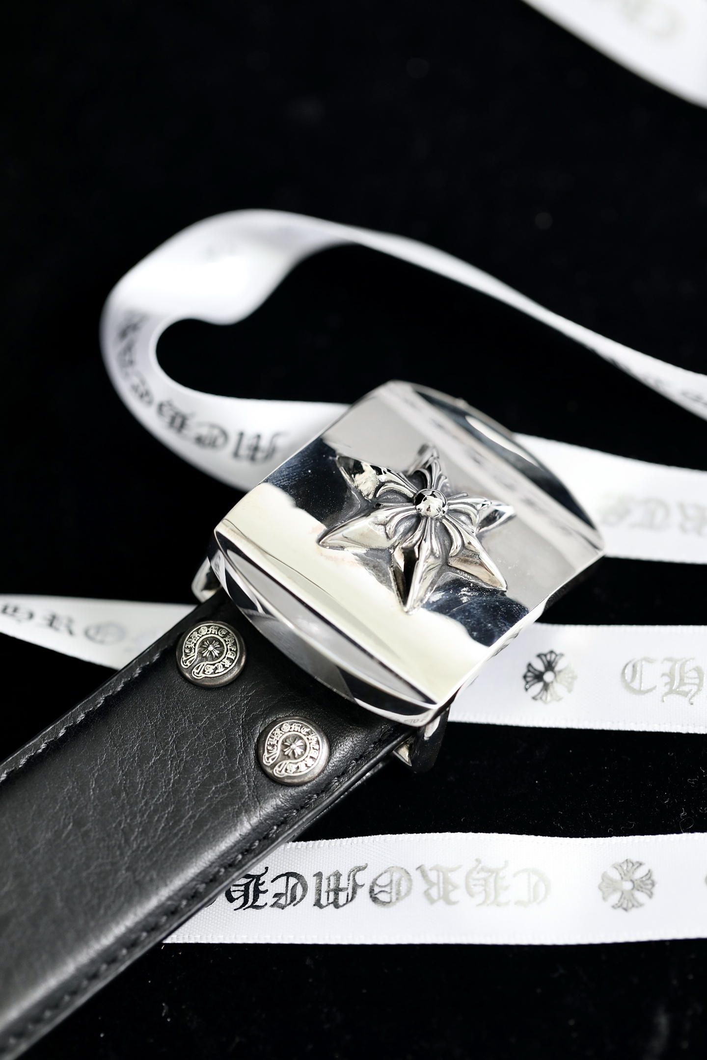 CH｜Flat Six-Pointed Star Leather Belt