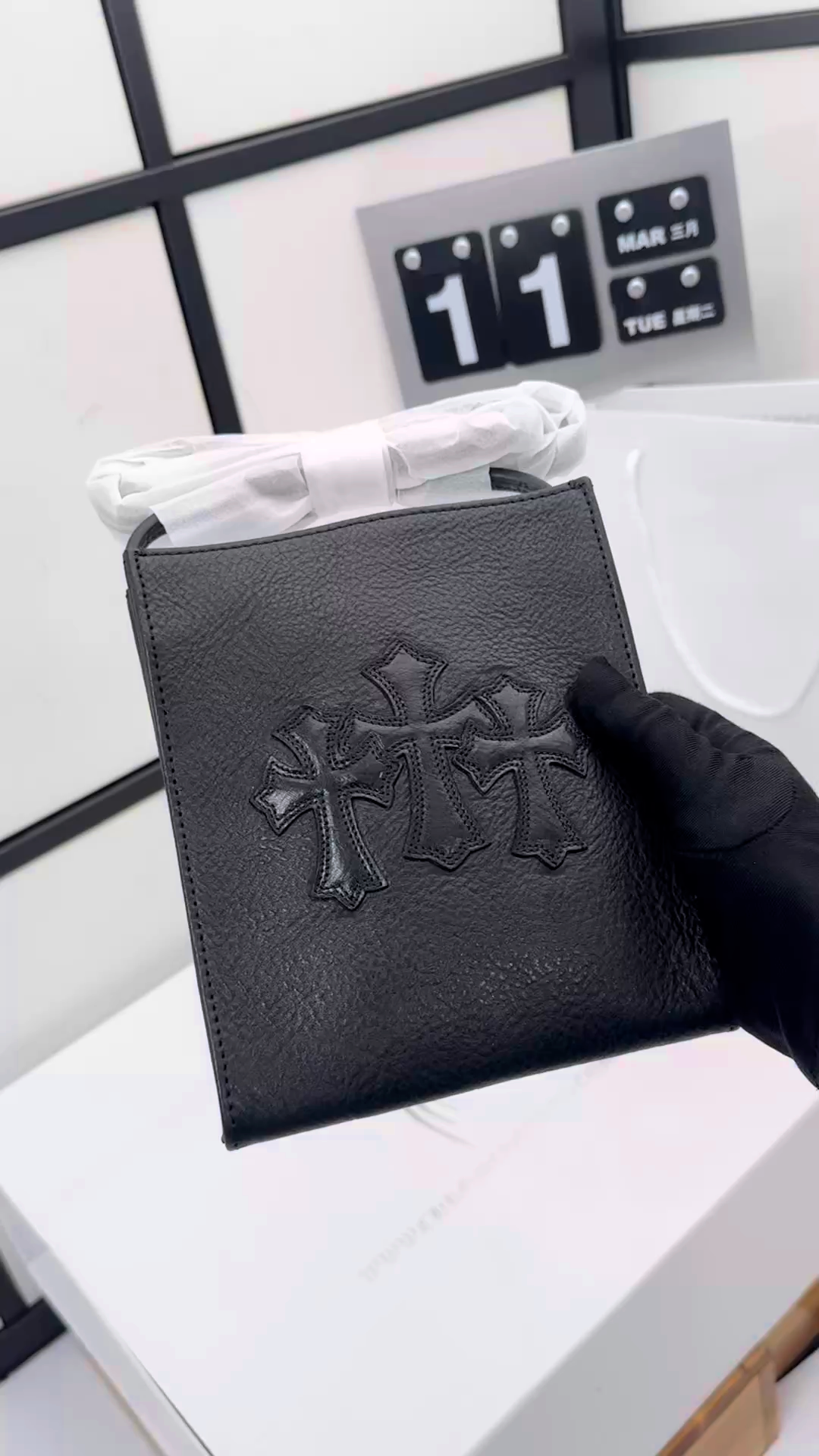 CH · Small Square Crossbody Bag with Thirty Cross Applique