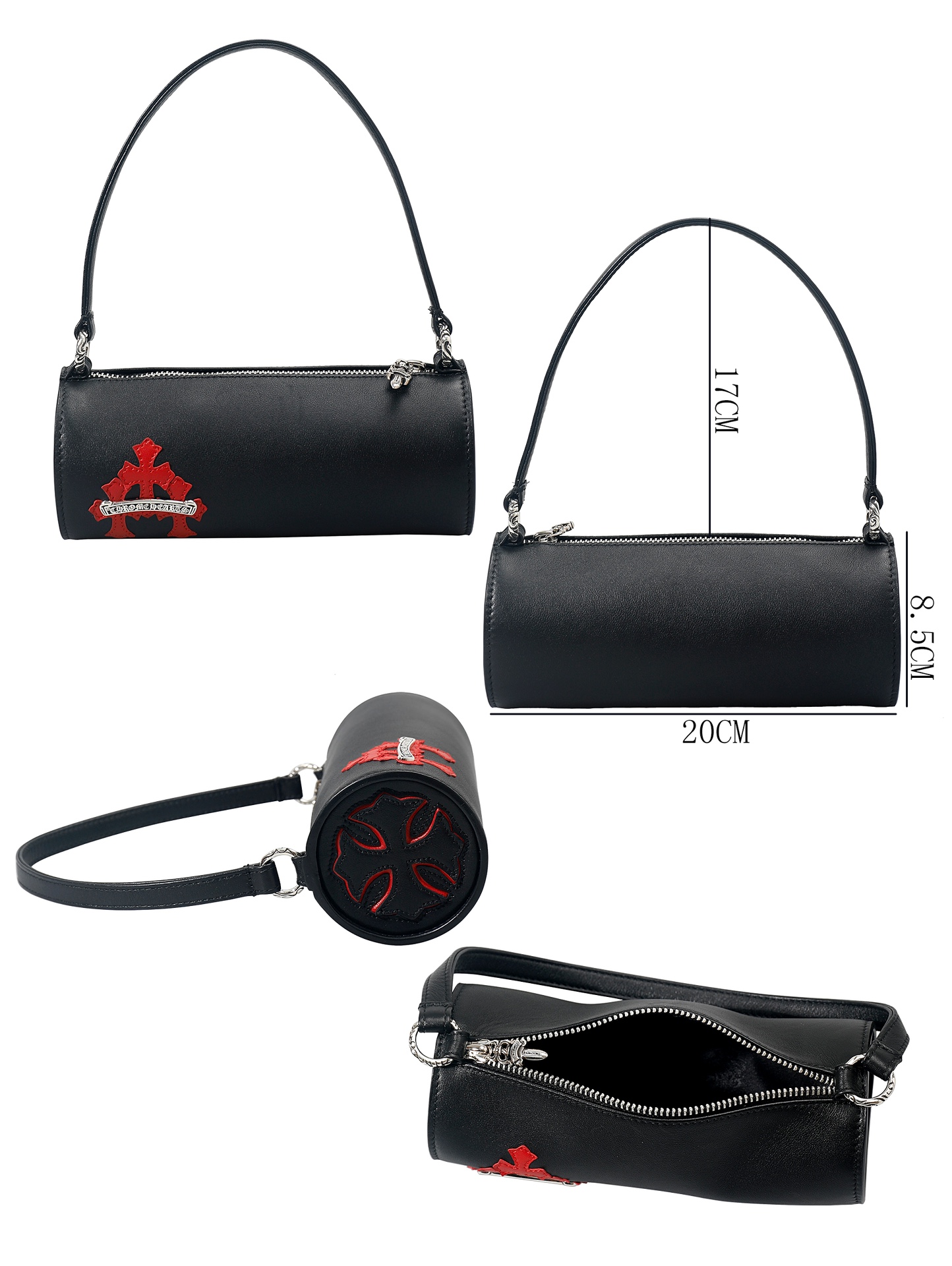 CH｜Grinds Bag, Black and Red, Cylindrical Bag