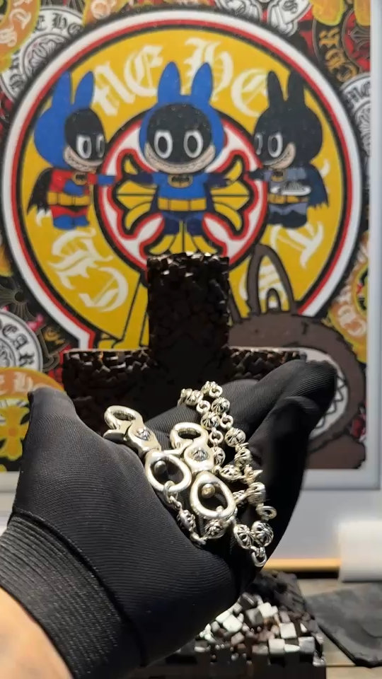 CH｜Cross-shaped beaded double hook clasp, 14 beads